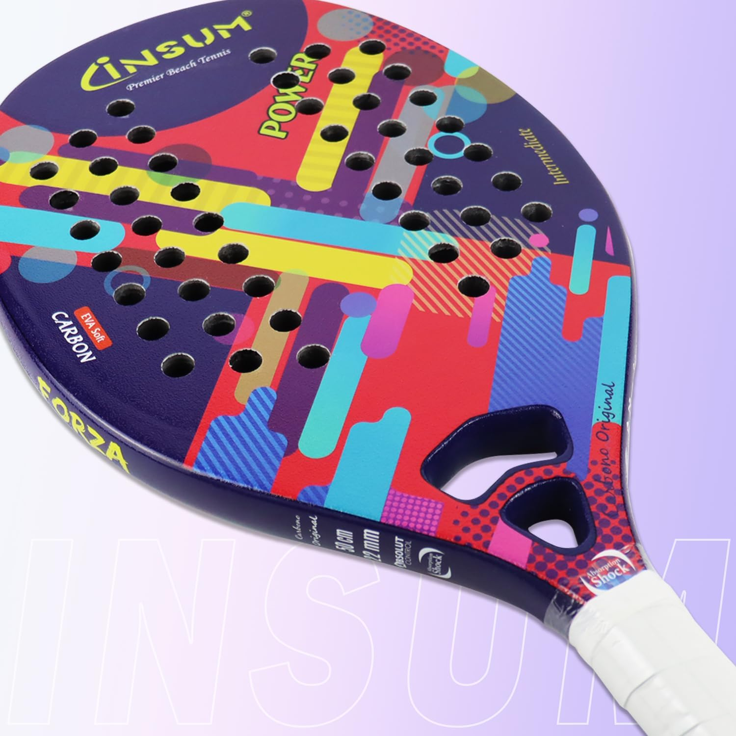 Beach Tennis Racket - Carbon Fiber Beach Tennis Paddle with Sand Grit Surface - Soft EVA Racquet - Lightweight Beach Tennis Equipment image number 2
