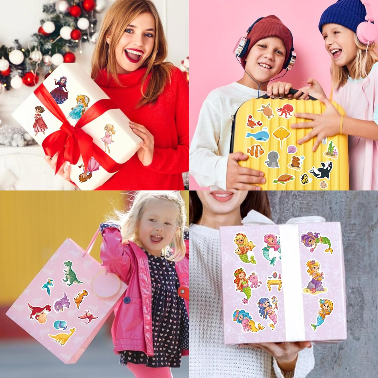 Kids Sticker, 342 PCS Animal Stickers, Colorful Water Proof Dinosaur Stickers, Princess Stickers, Decal Water Bottle Scrapbook Mermaid Stickers for Kids Boys Girls Birthday Party Gifts Decoration image number 1