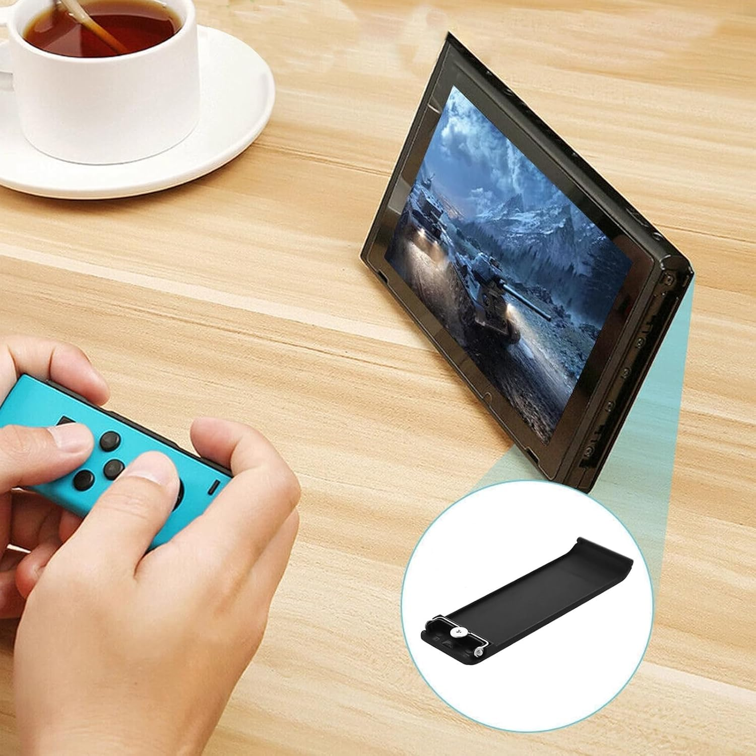 Switch Back Stand Replacement, 4Pcs Upgraded Durable Kickstand for Switch Console, anti Slip Stable Handheld Mode Support, Easy Installation Replacement Parts, Black image number 1