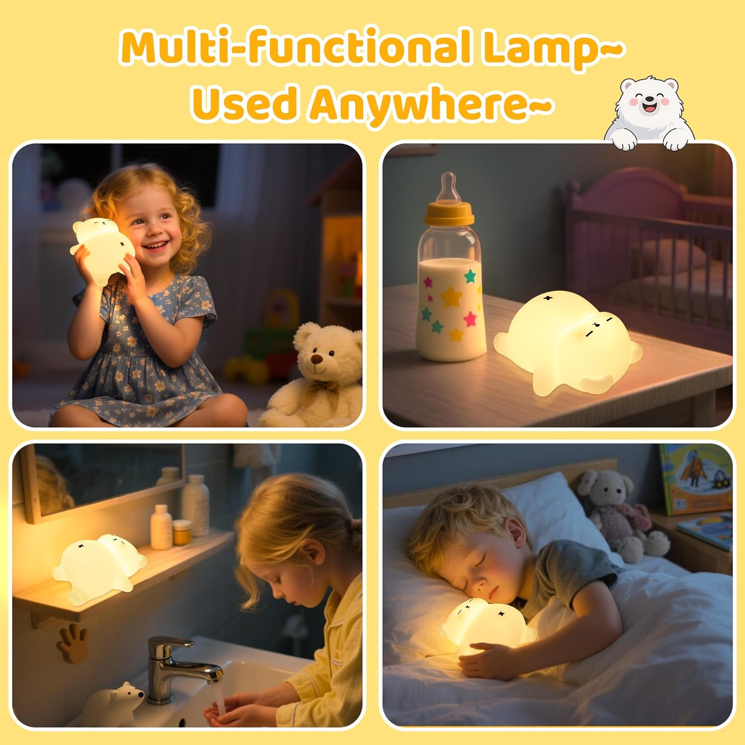Bear Gifts, Cute Bear Night Light with Snoring Sound Effect, Touch Control & Timer, Brightness & Volume Adjustable, Suitable for Breastfeeding Reading Working Sleep for Kids Adults image number 5