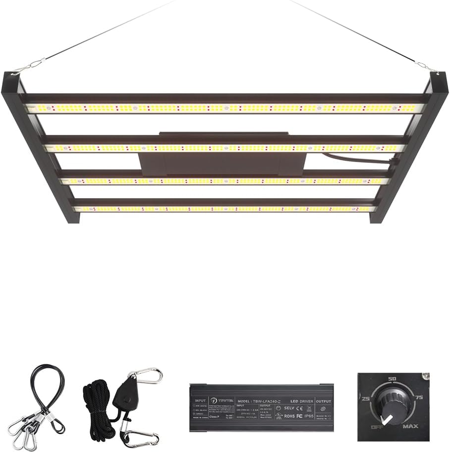 CANAGROW CG2400 LED Grow Light for Indoor Plants 4X4Ft Coverage with High Yield Diodes, Sunlike Full Spectrum Dimmable Growing Lamps for Hydroponic Indoor Seeding Veg Bloom Greenhouse(Black)