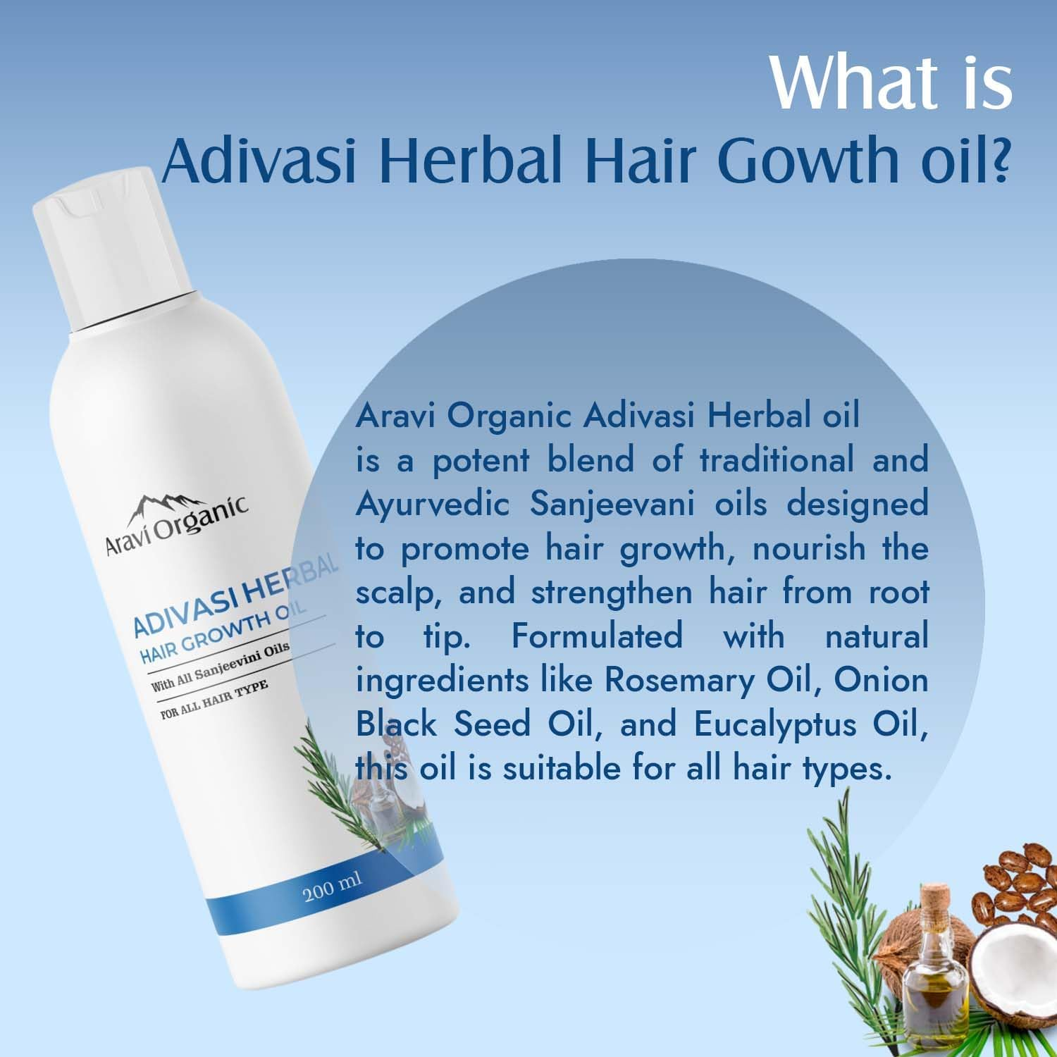Aravi Organic Adivasi Herbal Hair Growth Oil | Controls Hairfall | Strong and Healthy Hair | Repairs Frizzy Hair | Scalp Nourishment | Helps Hair Thickening | 200Ml image number 6