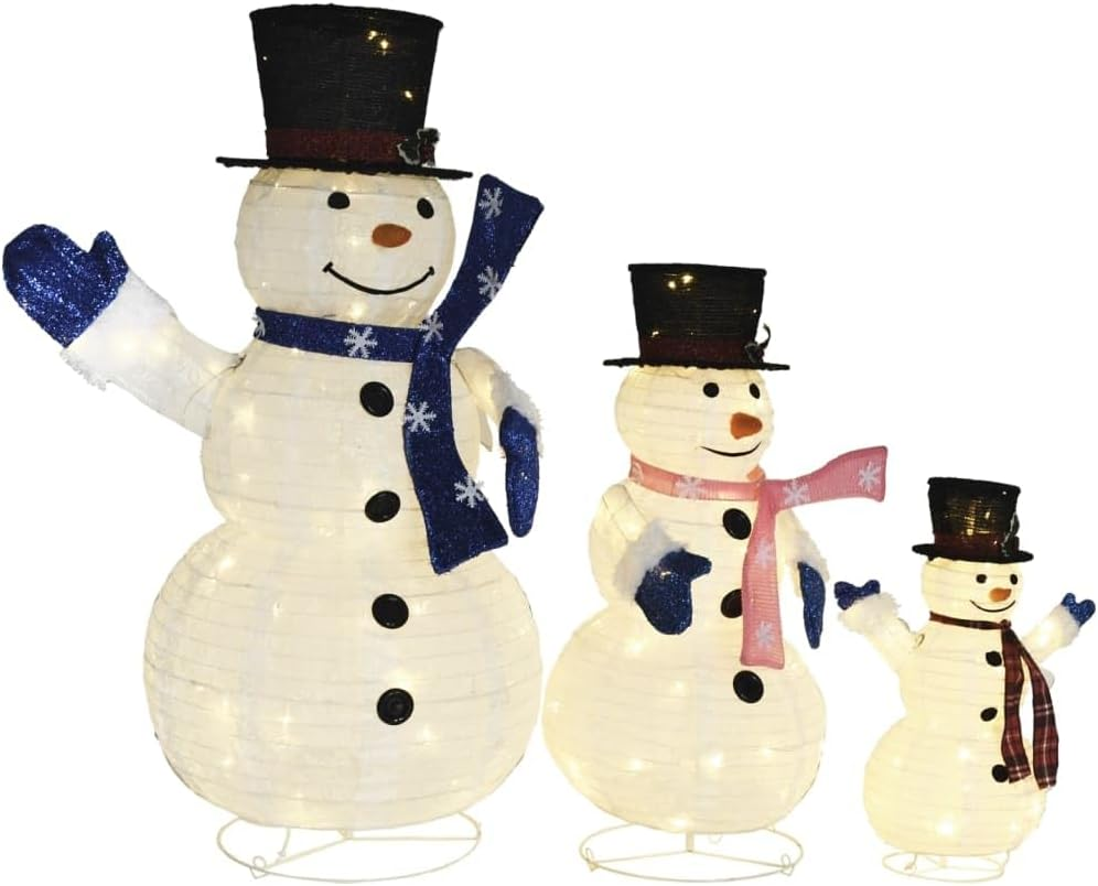 Decorative Christmas Snowman Family Figures with LED Luxury Fabric image number 4