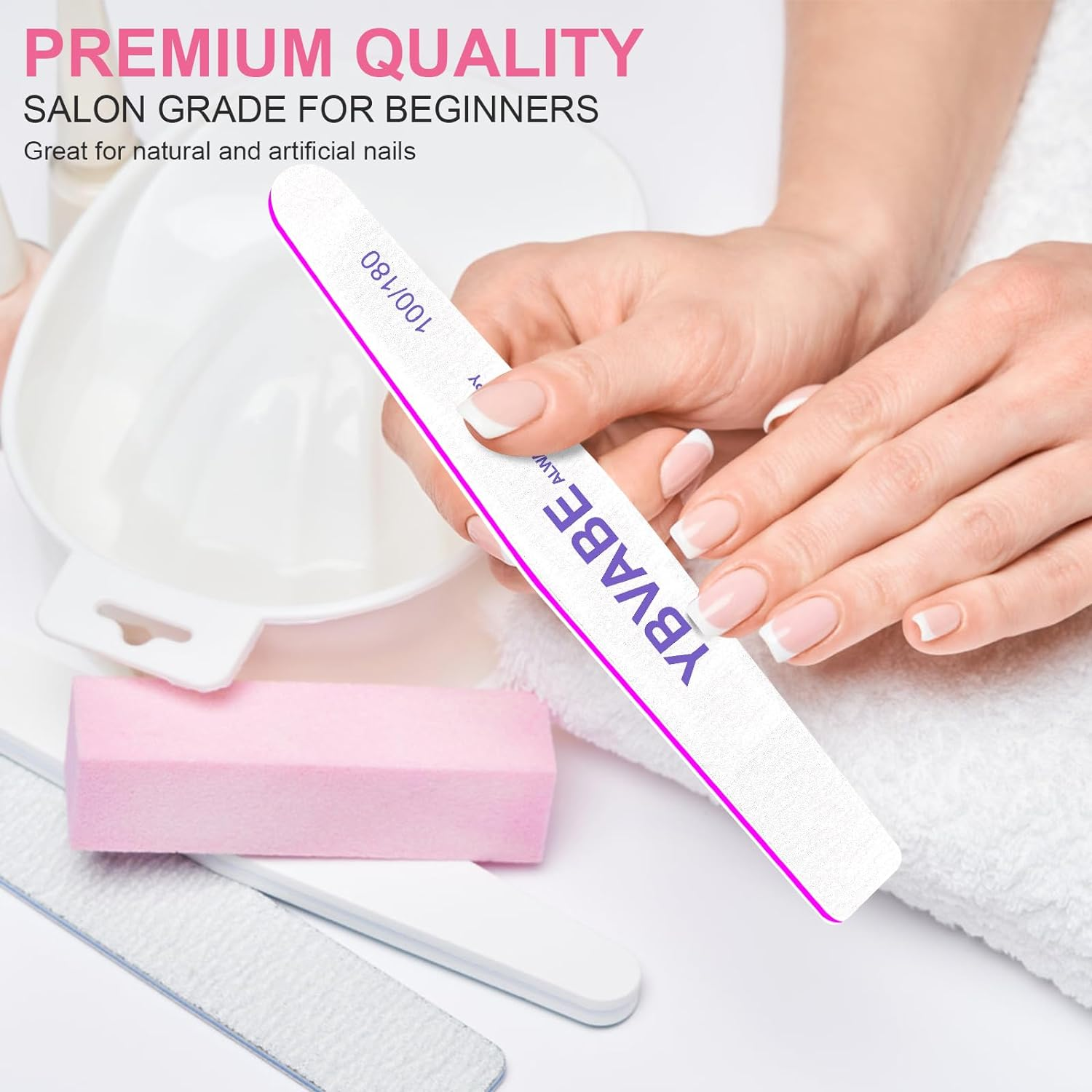 6Pcs Nail Files White 80/80 Grit for Acrylic Nails and Gel Nails, Double Sided Washable Emery Boards, Professional Rhombus-Shaped Strong Grit Nail File, Reusable & Washable, Perfect for Manicure & Pedicure image number 4