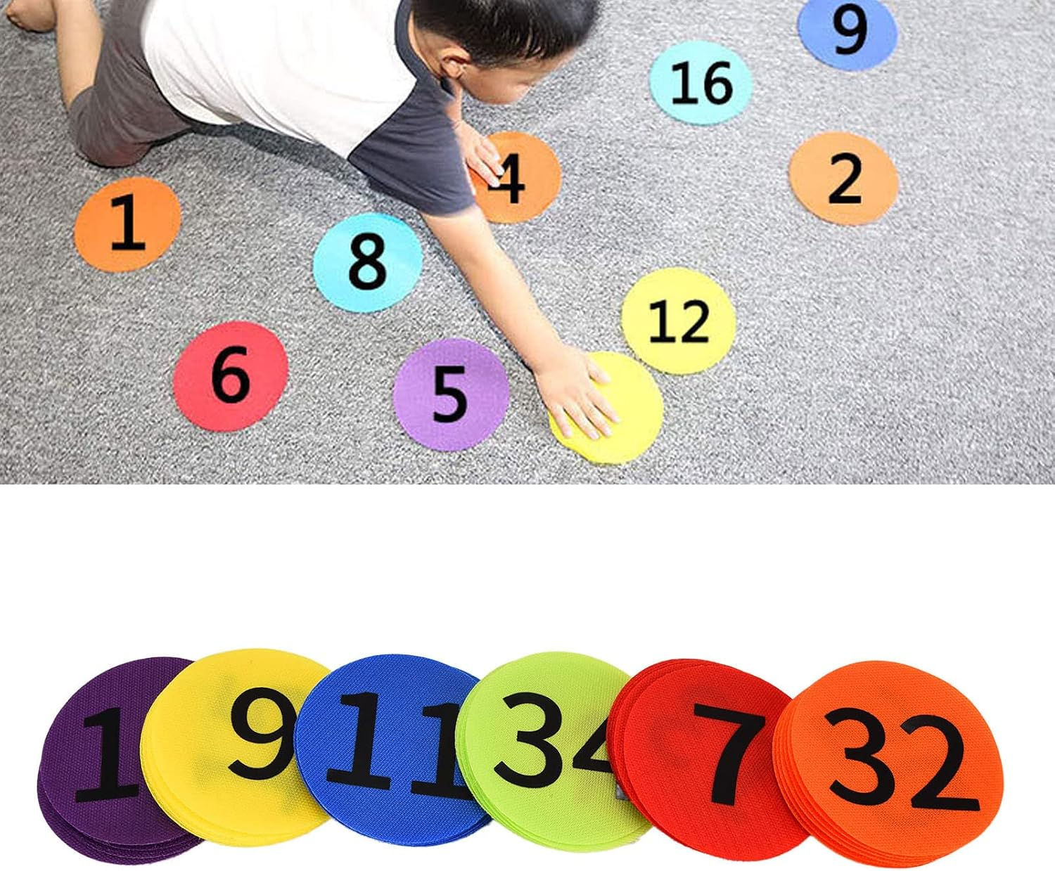 Joyzan Carpet Spots Markers, Carpets Spot Sit Marker 3.9" Classroom Sitting Mats Spot with Numbers 1 to 36 Floor Rug Circles Markers Dots Multicolored for Preschool Kindergarten Elementary Te 36 Pcs image number 3