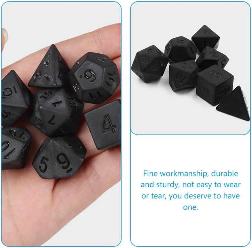 7Pcs Polyhedral Dice Set - Frosted Black Acrylic Dice for Tabletop Roleplaying Games, Includes D20, D12, D10, D8, D6, D4 - Ideal for RPG, Board Games, Party Props image number 1