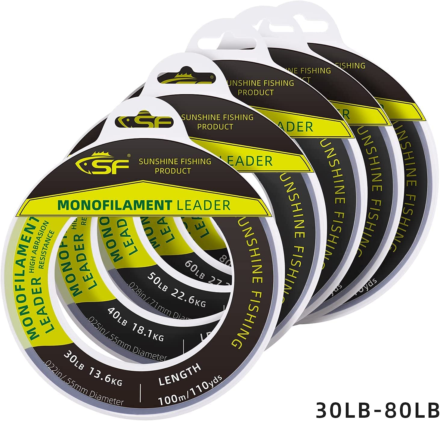 SF Monofilament Leader Line Mono Material Clear Monofilament Fishing Line 100M/110Yds for Saltwater 30LB to 400LB image number 4