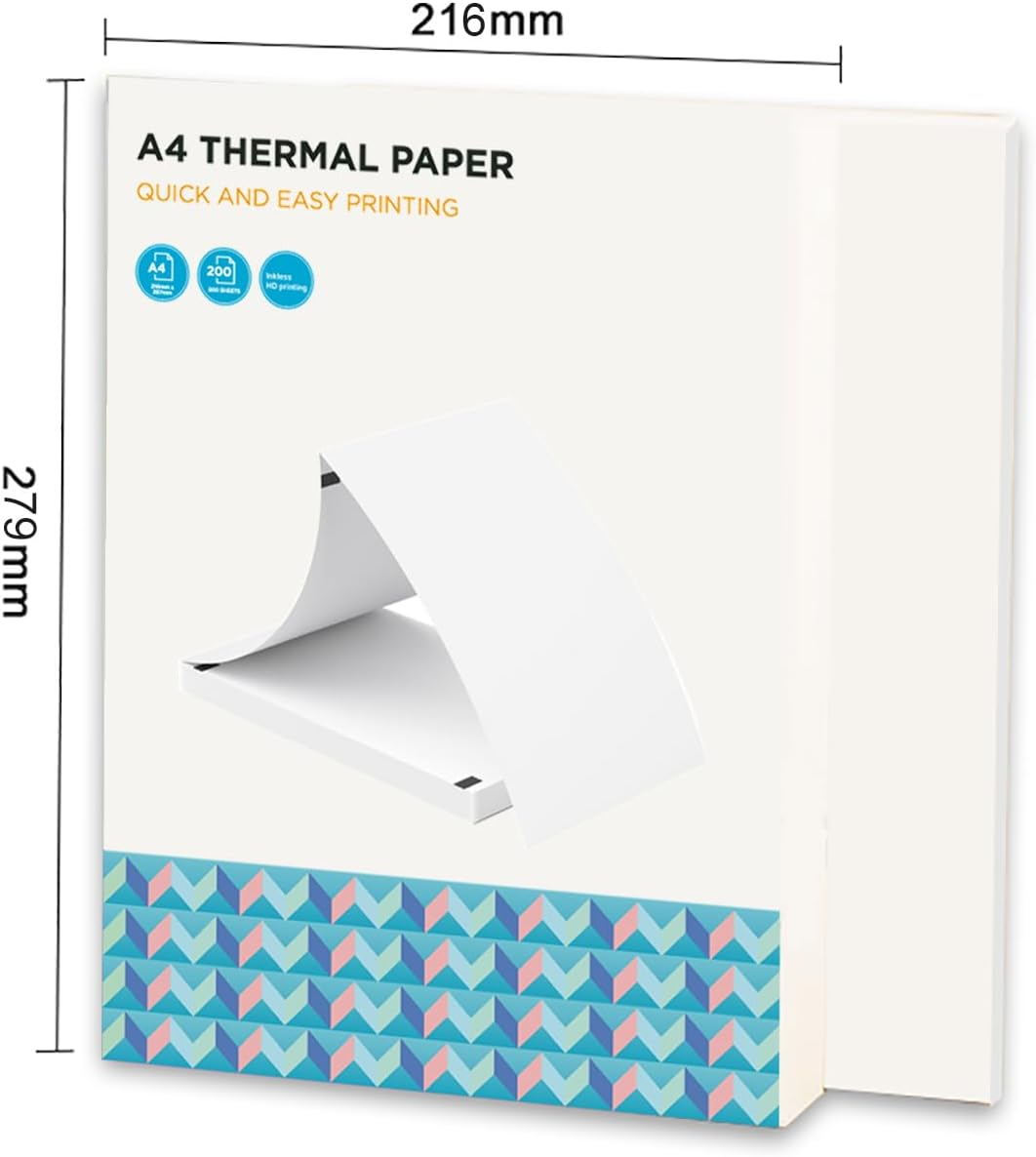 Thermal Paper 200 Sheet US Letter Size Fan Folded Printing Paper for Thermal Printer Bpf-Free Waterproof and Oil-Proof Multipurpose for Document Files Home and Office Size-216X279Mm(8.5X11Inch) image number 1