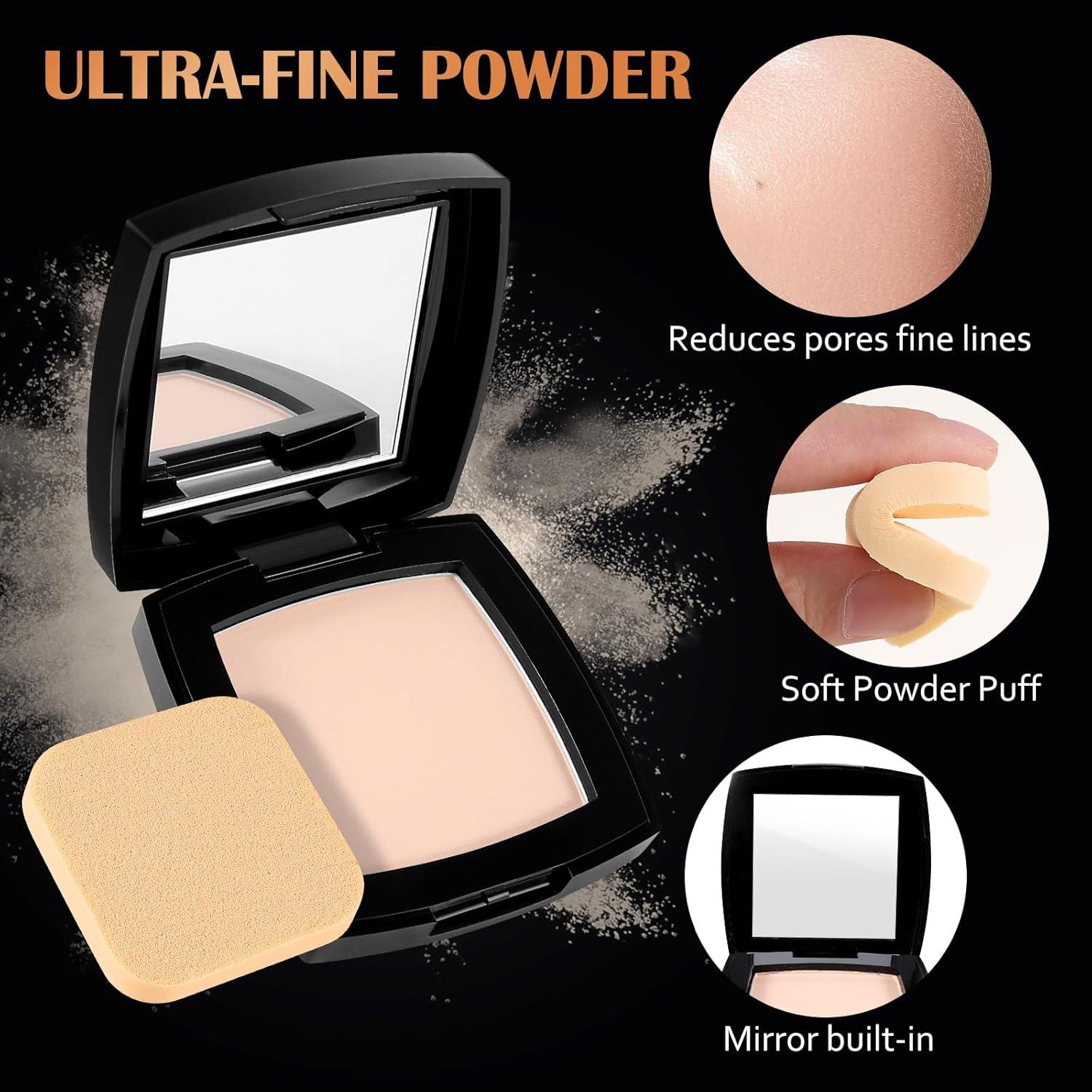Setting Powder, Oil Control Pressed Powder, Long-Lasting Matte Face Powder Pore Minimization, Flawless Finishing Powder Makeup, Portable Face Powder Compact with Mirror and Puff image number 5