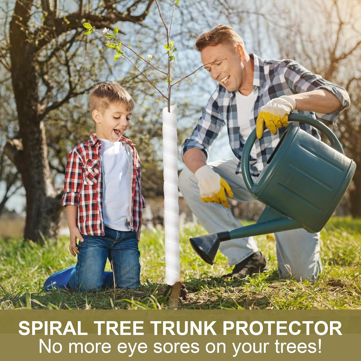 6 Pcs Tree Trunk Protector-2 Size Plastic Spiral Tree Guard Tree Trunk Protector Wrap Tree Bark Protector Tube Tree Wraps to Protect Bark Tree Saplings from Deer Cats Rodents Rabbit Mowers (White) image number 1