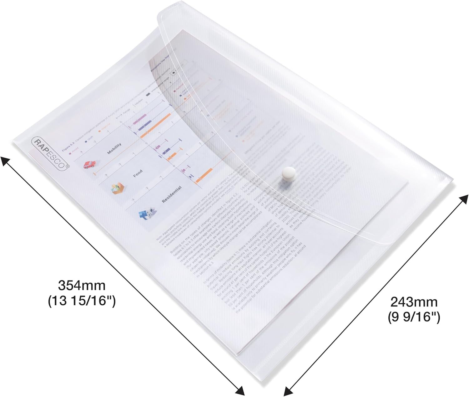 Rapesco 1497 A4/Foolscap Plastic Popper Wallet, Clear Transparent, Pack of 50 image number 6