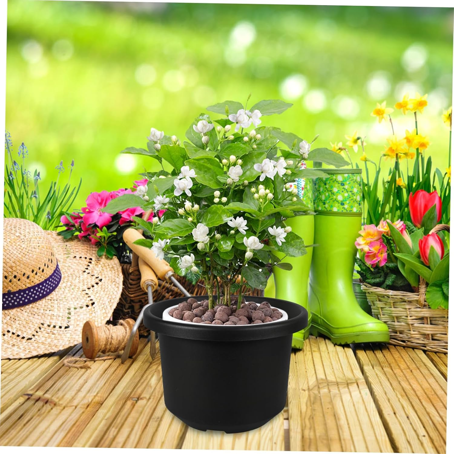 Thickened Black Plastic Plant Nursery Pot for Outdoor Gardening, Medium Breathable Root Control Flower Planter, Sturdy Nutrient Planter Suitable for Succulents and Flowers image number 4