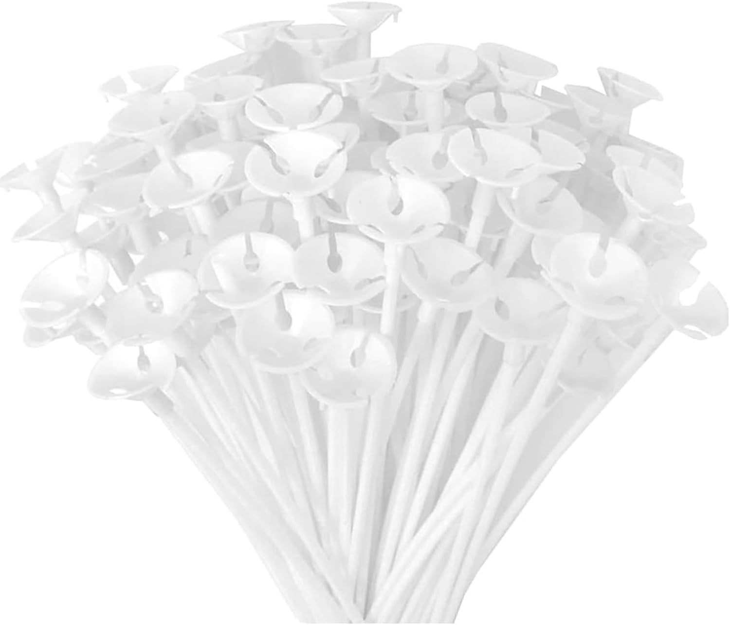 White Balloon Sticks Holders and Cups 60PCS, 32Cm Plastic Balloons Sticks, Reusable Balloon Holder Sticks for Birthday Party Wedding Anniversary Decoration