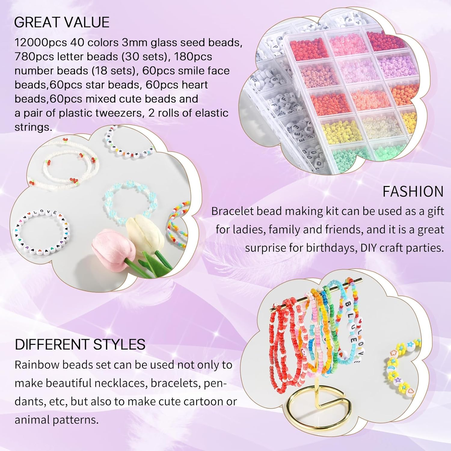 Daigoo 12000Pcs Friendship Bracelet Making Kit with 960Pcs Letter Number Beads, 40 Colors 3Mm Glass Seed Beads for Jewelry Making, DIY Craft Making Kit for Teen Girls Adult image number 1