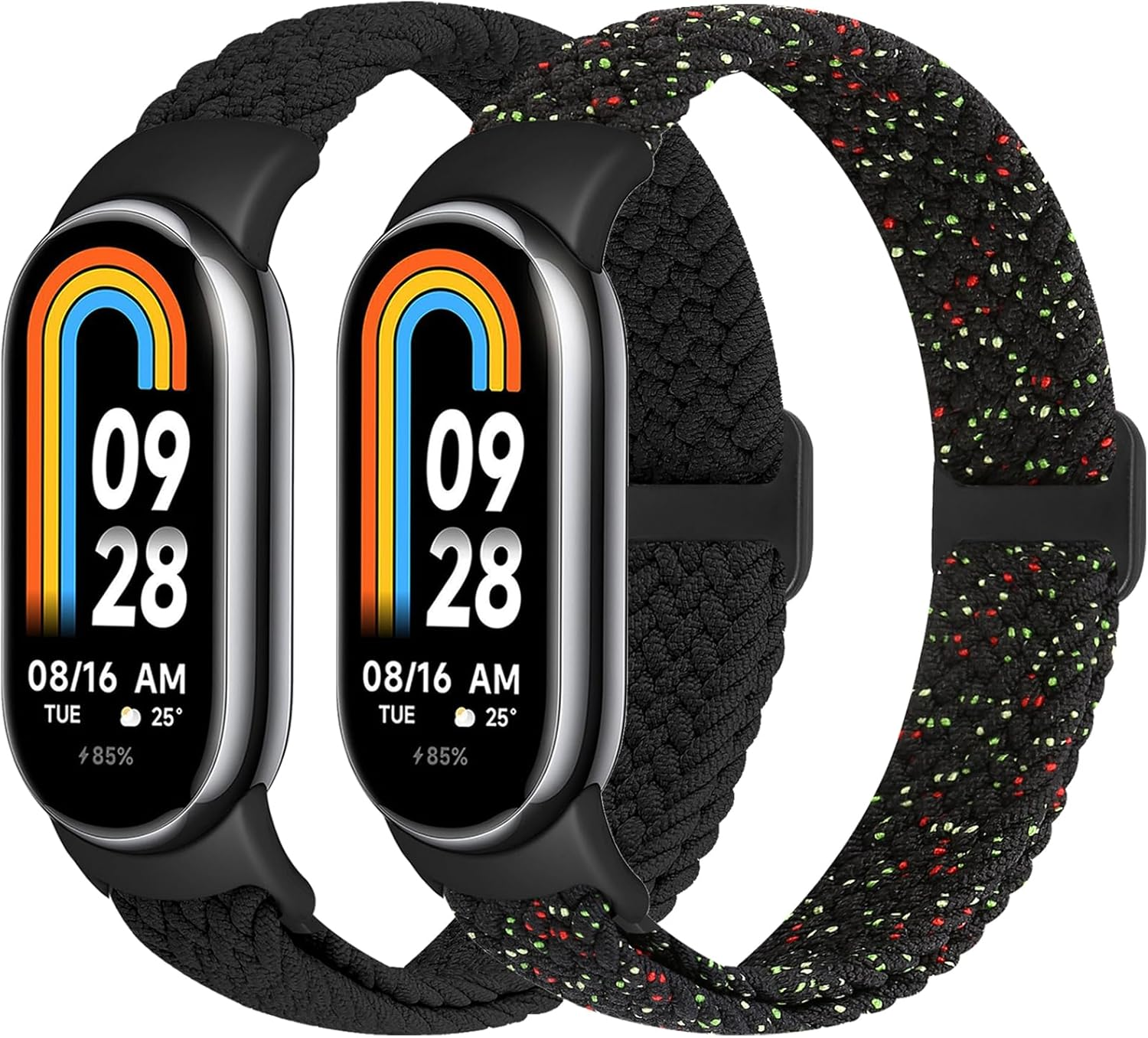 Braided Bands Compatible with Xiaomi Mi Band 10/9/8 Straps for Women Men, Elastic Adjustable Solo Loop Nylon Woven Replacement Wristbands for Xiaomi Mi Band 9/8