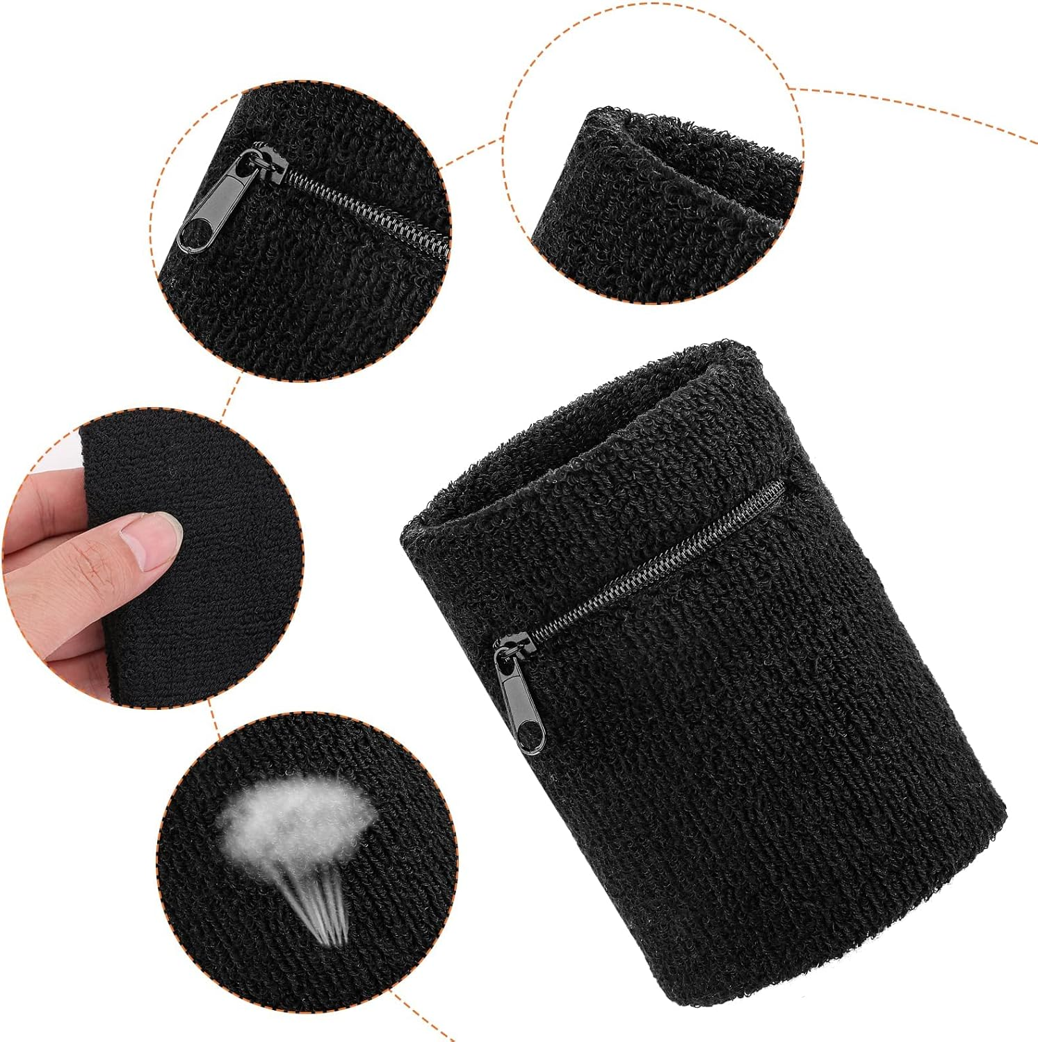 Yolev 2 Pieces Sport-Wristband Wrist-Pouch Zipper Wrist-Wallet for Tennis, Basketball, Football, Running, Fitness, and Other Outdoor Sports