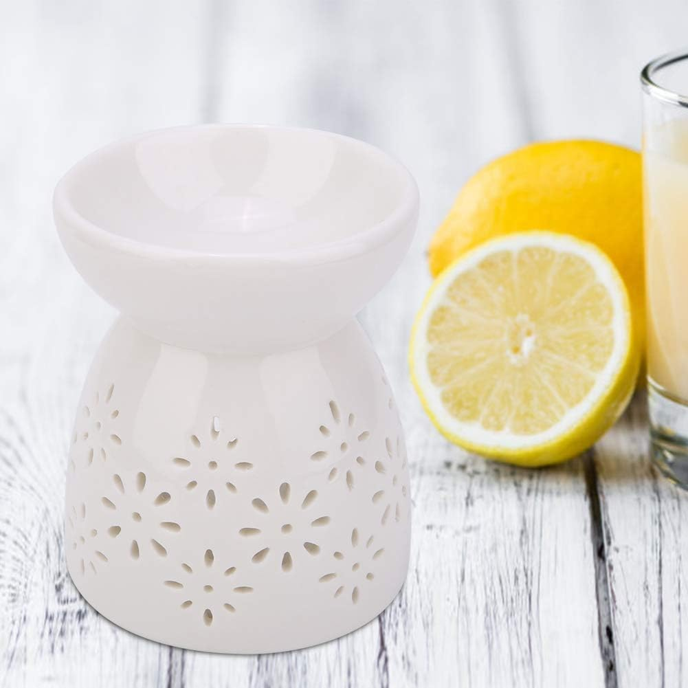 Ceramic Oil Burner, Aroma Lamp, Night Fragrance Lamp, Tea Light, Candle Holder, Oil Burner, Aroma Diffuser, Night Oil Burner, Candle Holder, Aroma Burner for Salon, Bedroom (Flowers) image number 6