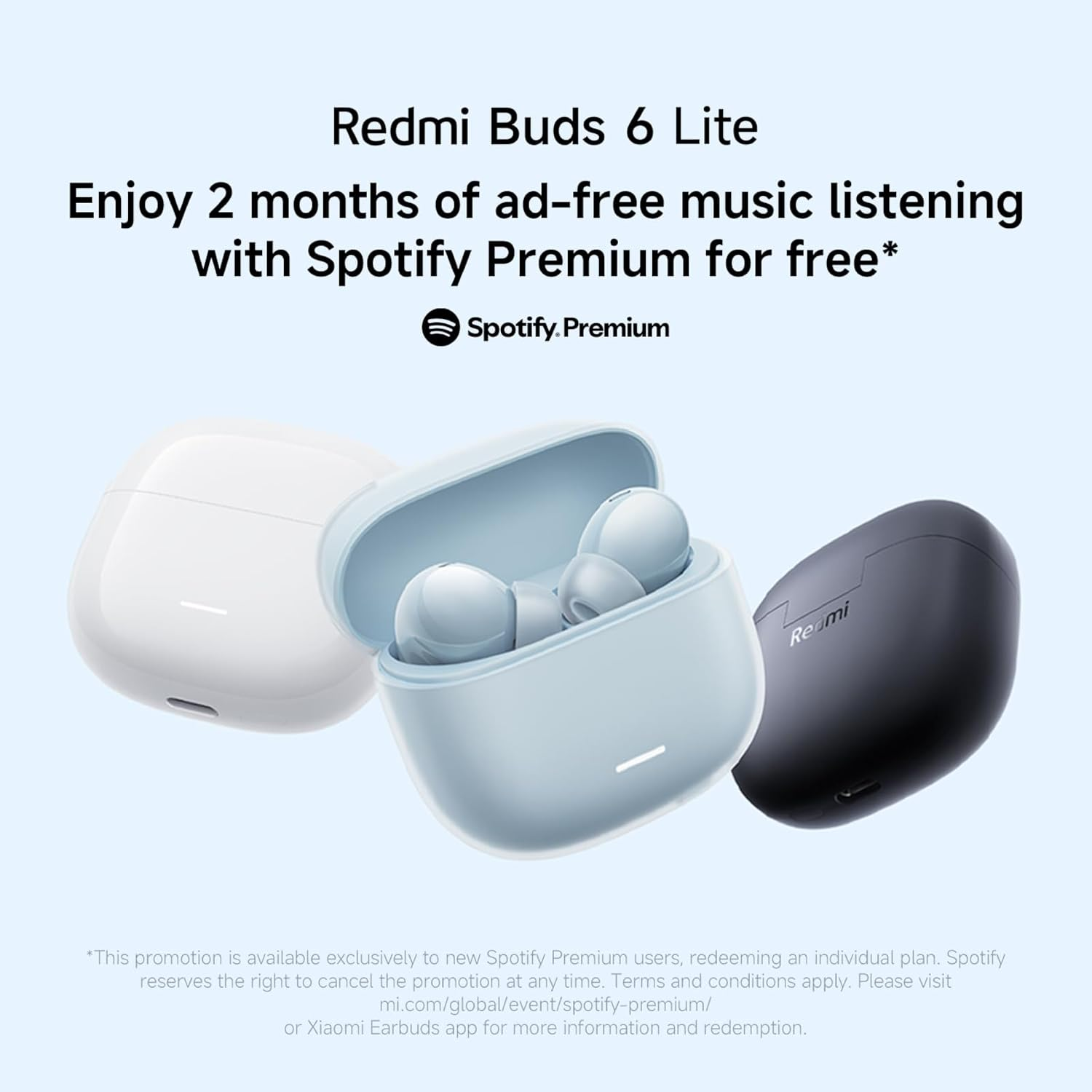 Xiaomi Redmi Buds 6 Lite Hybrid ANC Wireless Earbuds, Active Noise Cancellation up to 40 Db, 38 Hours Music Playback, Custom EQ Mode, Google Fast Pair Compatible, Fast Charging, Blue - Blue image number 2
