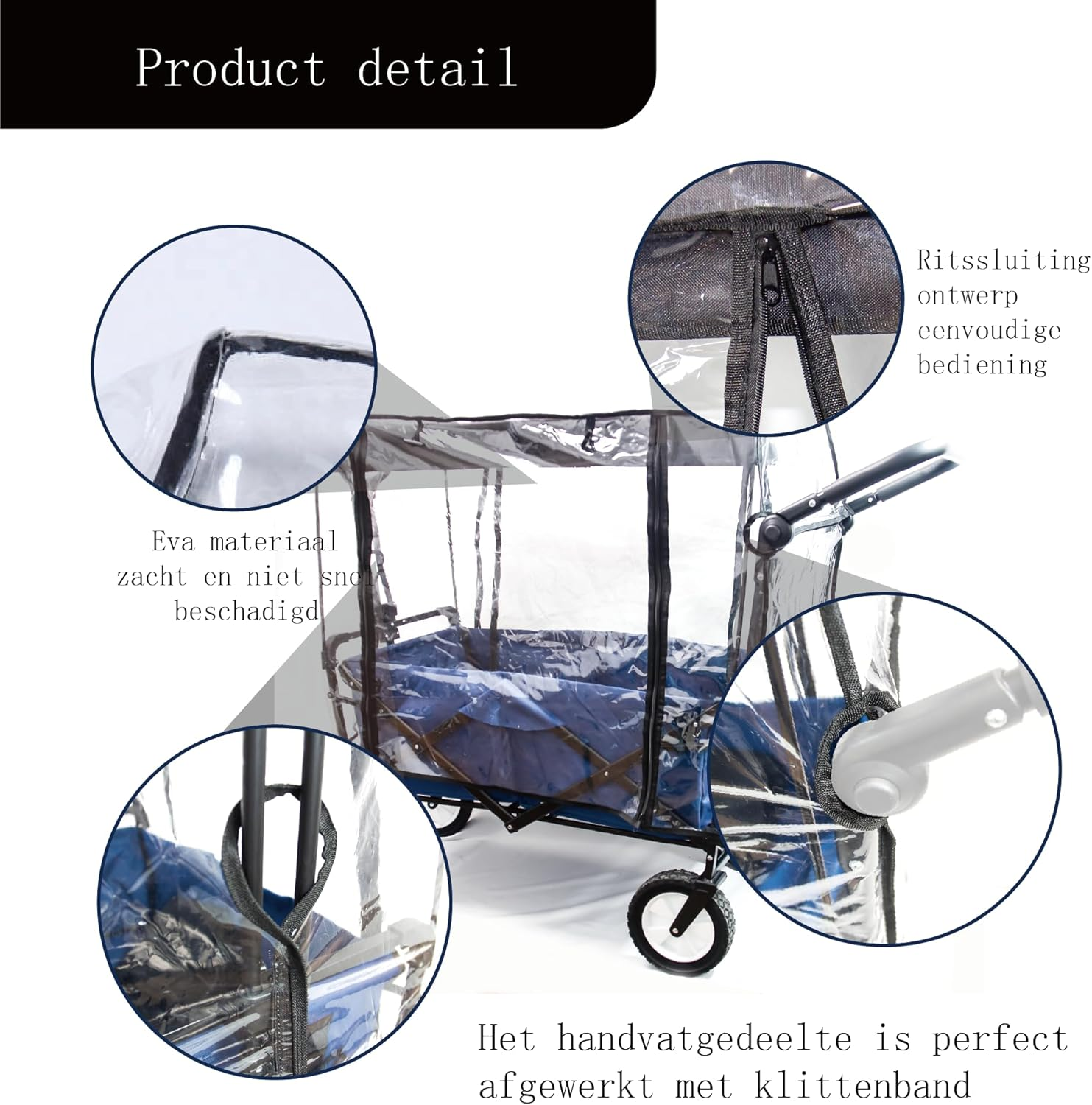 Rain Cover for Garden Carts,Universal Clear Plastic Waterproof Cover for Wagon - EVA Rain Cover Fits Most Wagon Models - Protects Children and Cargo from Rain and Snow image number 3