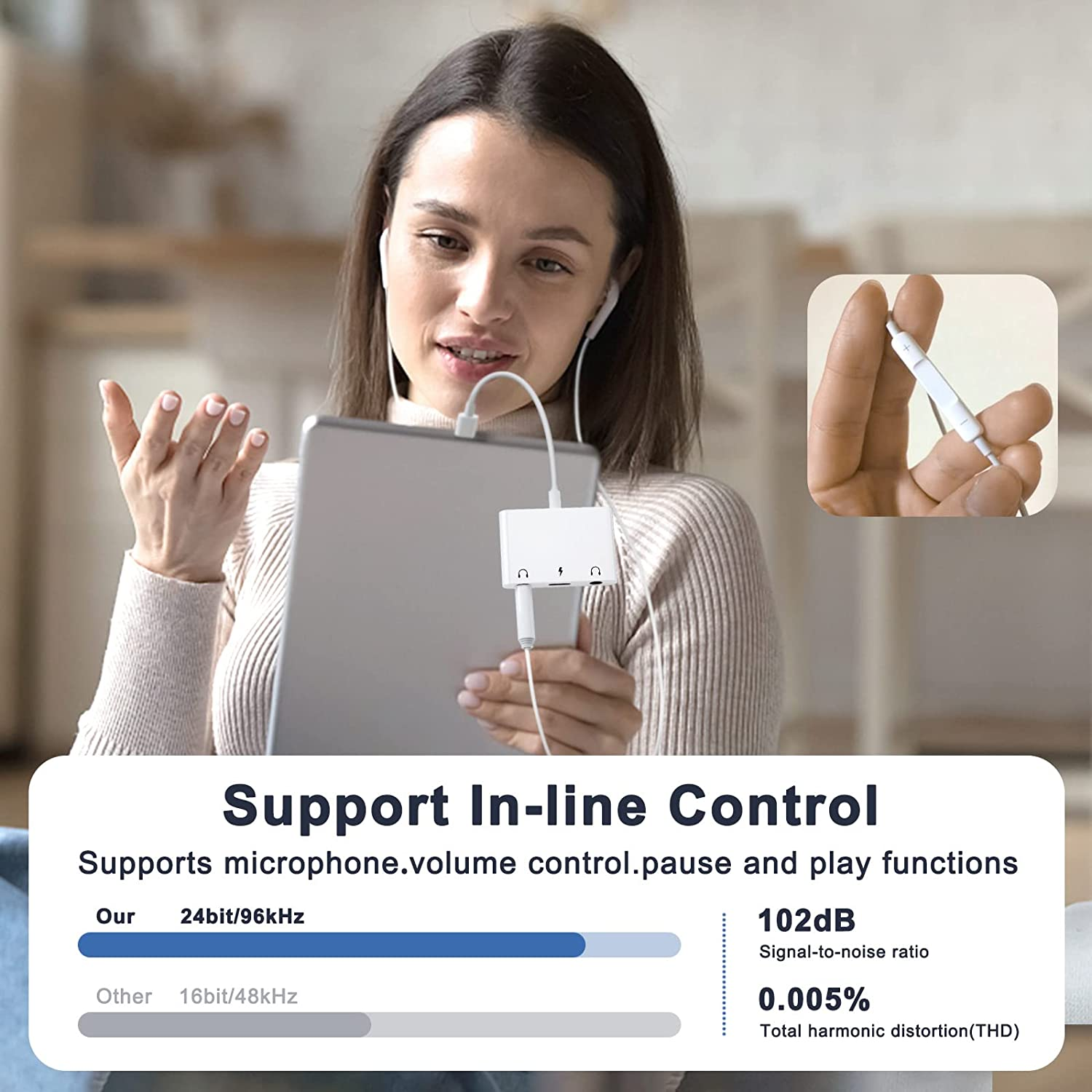 USB C to 3.5Mm Headphone Jack Audio Splitter,3 in 1 Dual 3.5Mm Headphone Jack+Usb C Audio Charge Adapter for Ipad Pro Google Pixel 2/2XL/3/3XL HTC U11 Macbook image number 1