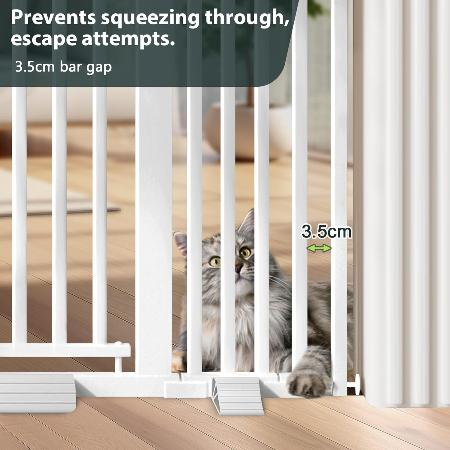 130Cm Extra Tall Cat Gate for Doorway, Auto Close Baby Gate Pet Barrier No Drill, 76-83Cm Widepressure Mounted Dog Gate Indoor(White) image number 4