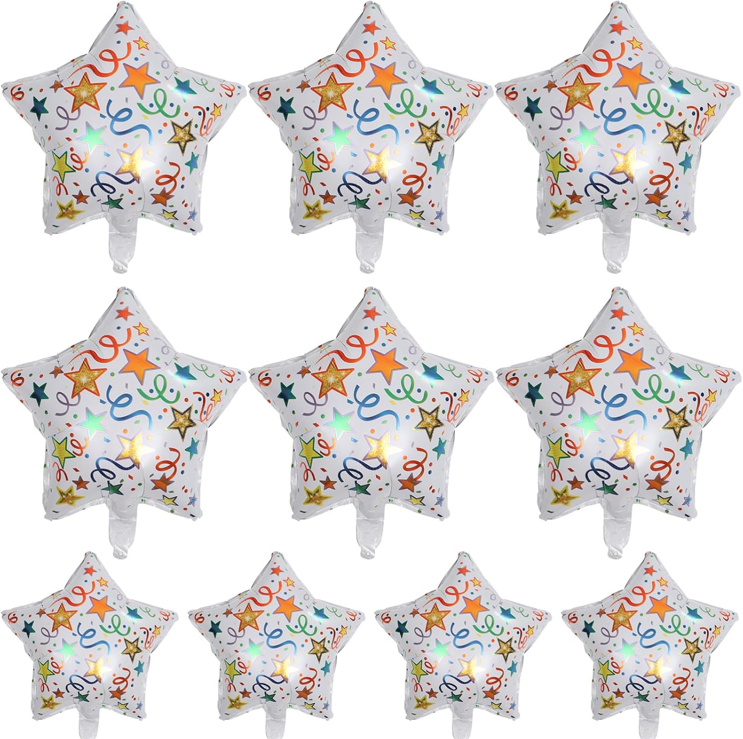 10Pcs Aluminum Foil Star Balloons: 17In Festival Sequin Balloons Star Balloons Decorations Balloons for New Year Christmas Party