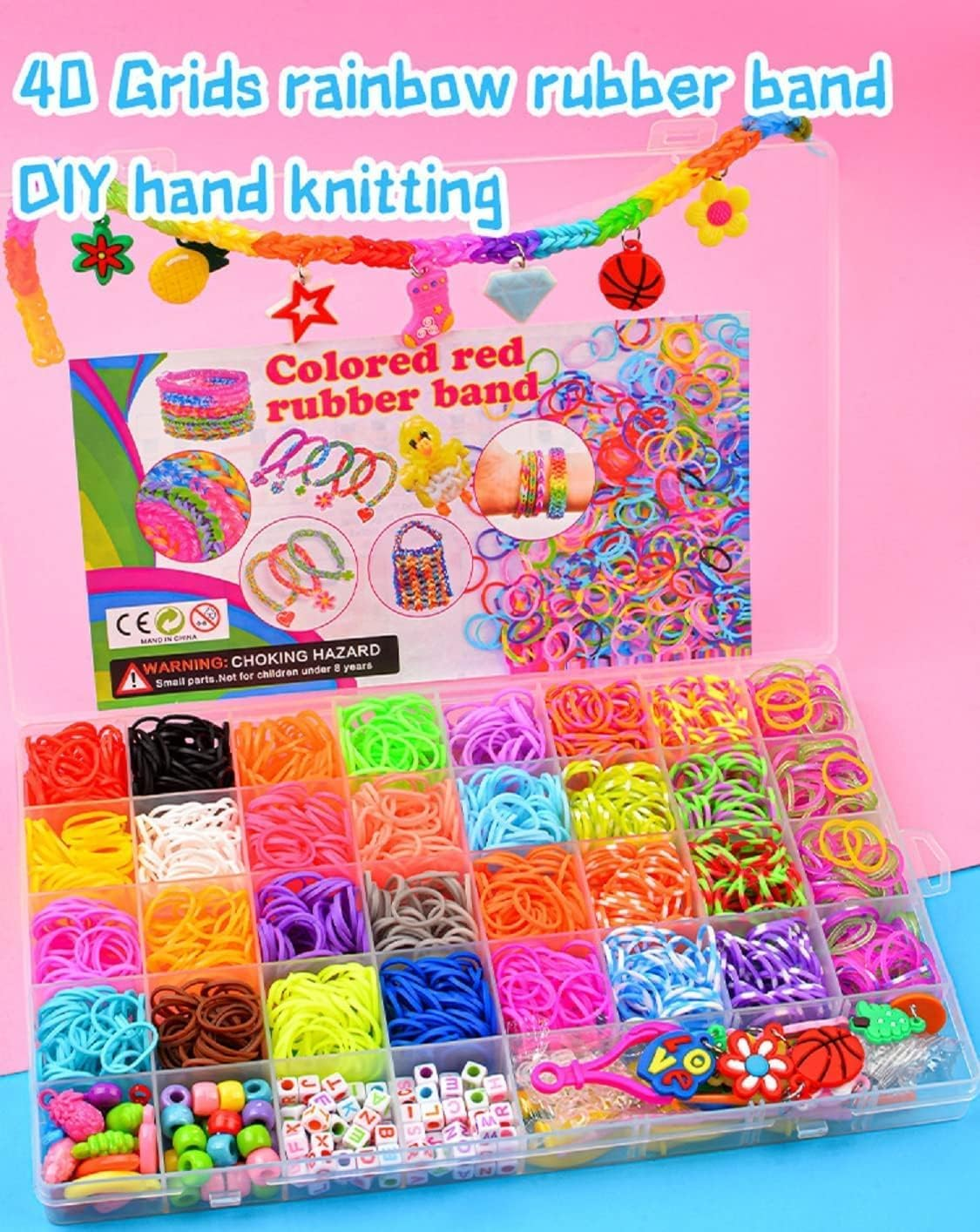 2500+ Loom Bands Kit, IGGDOQI Bracelet Kit, Loom Rubber Bands for DIY Refill Bracelet Making Craft Kits, Friendship Craft Kits Gifts for Boys and Girls Birthday Christmas image number 4