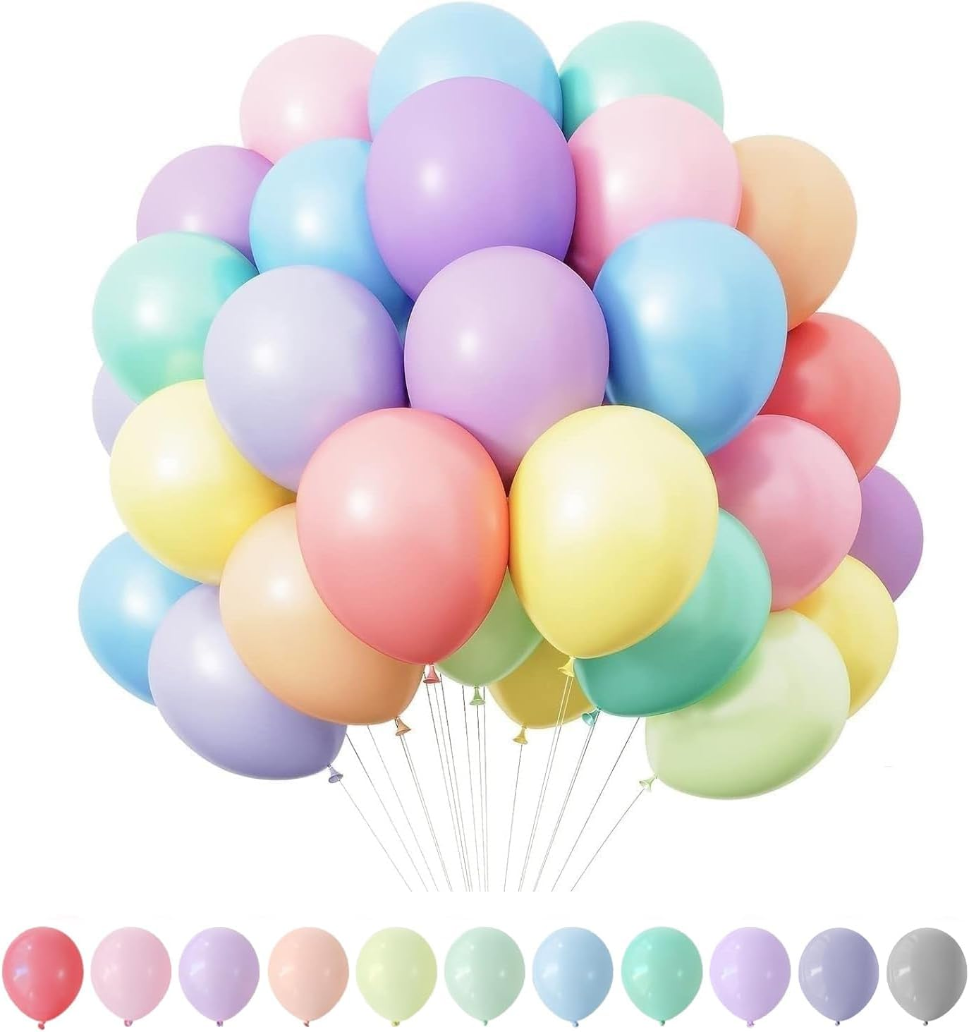 100-Pack 10 Inch Latex Party Balloons | Assorted Color Helium Balloons for Birthday, Wedding, Graduation | Premium Quality Balloons for All Celebrations | 100% Biodegradable (Multicolor)