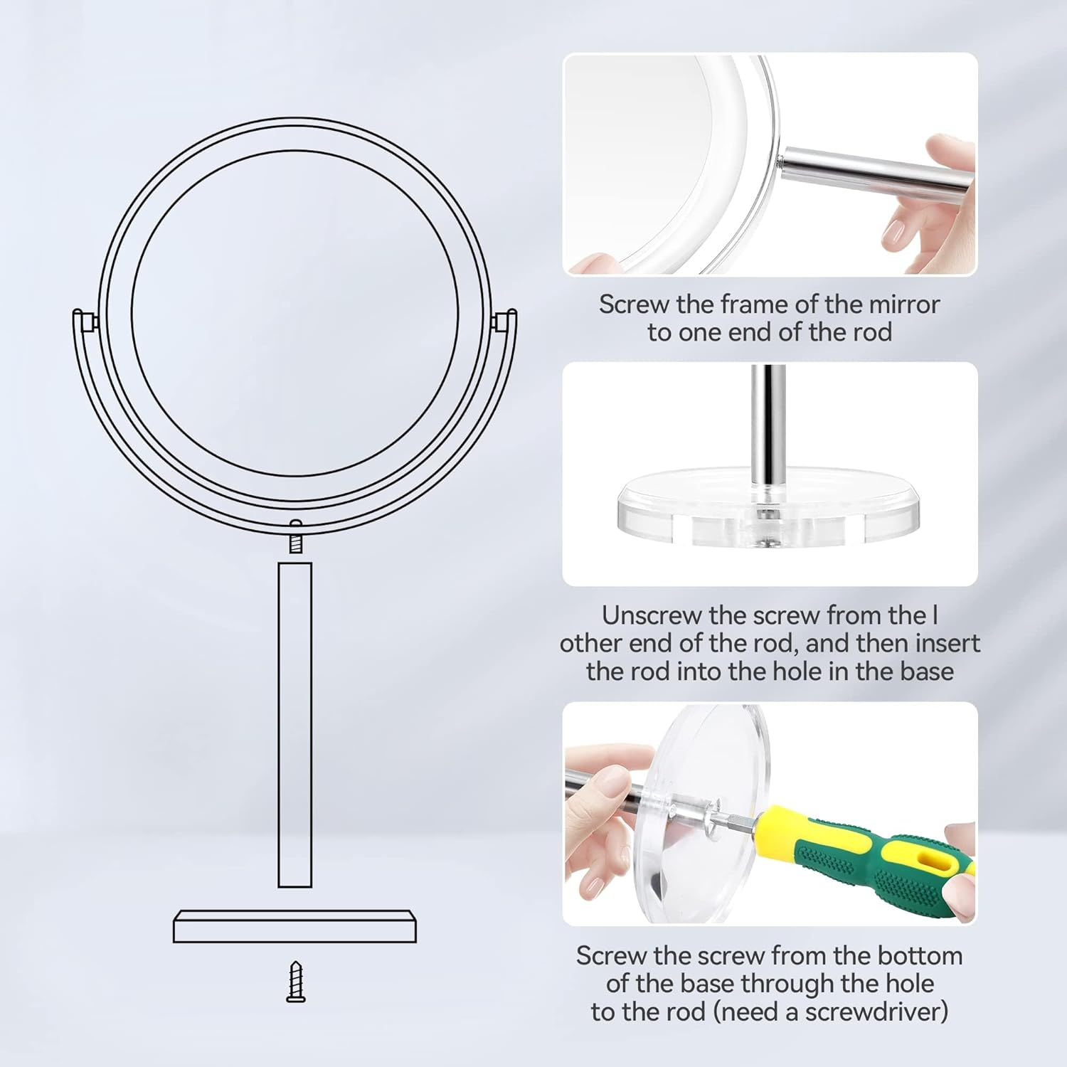 MIYADIVA 20X Magnifying Makeup Mirror, Double Sided 1X & 20X Magnifying Mirror on Stand, Magnifying Mirror 20X, Tabletop Magnified Vanity Mirror with 360&deg;Rotation for Bathroom or Bedroom, 32X20Cm
