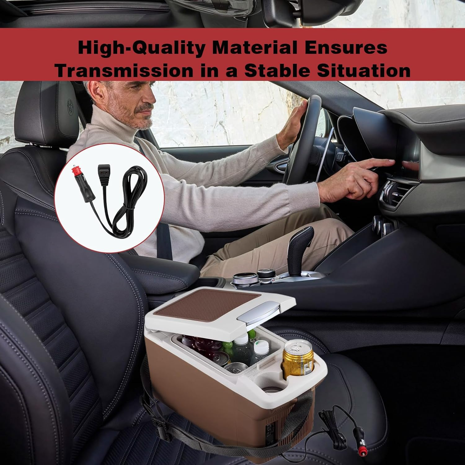 Car Fridge Cable, 1 Pcs 12V Fridge Cord, Refrigerator Power Cable for Camping Fridge, 12V Merit and Cigarette Lighter Plug to Waeco Fridge Adaptor, Power Cord Freezer, Small Fridge, Portable Fridge