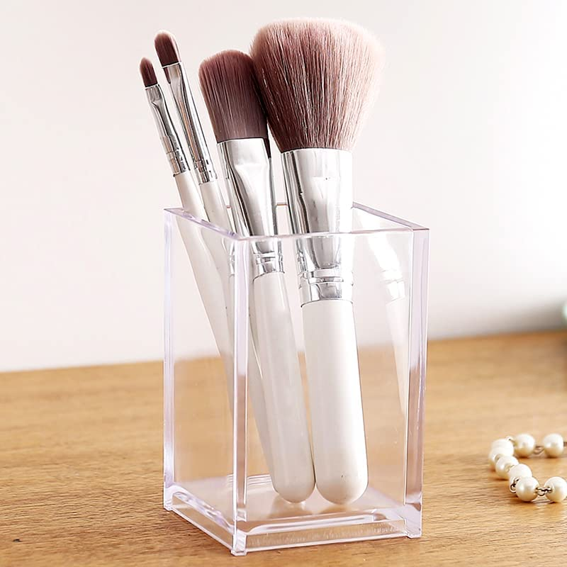 3 Pack Clear Acrylic Cosmetic Pencil Pen Holder Cup, Clear Makeup Brush Holder, Desk Acrylic Brushes Storage image number 3