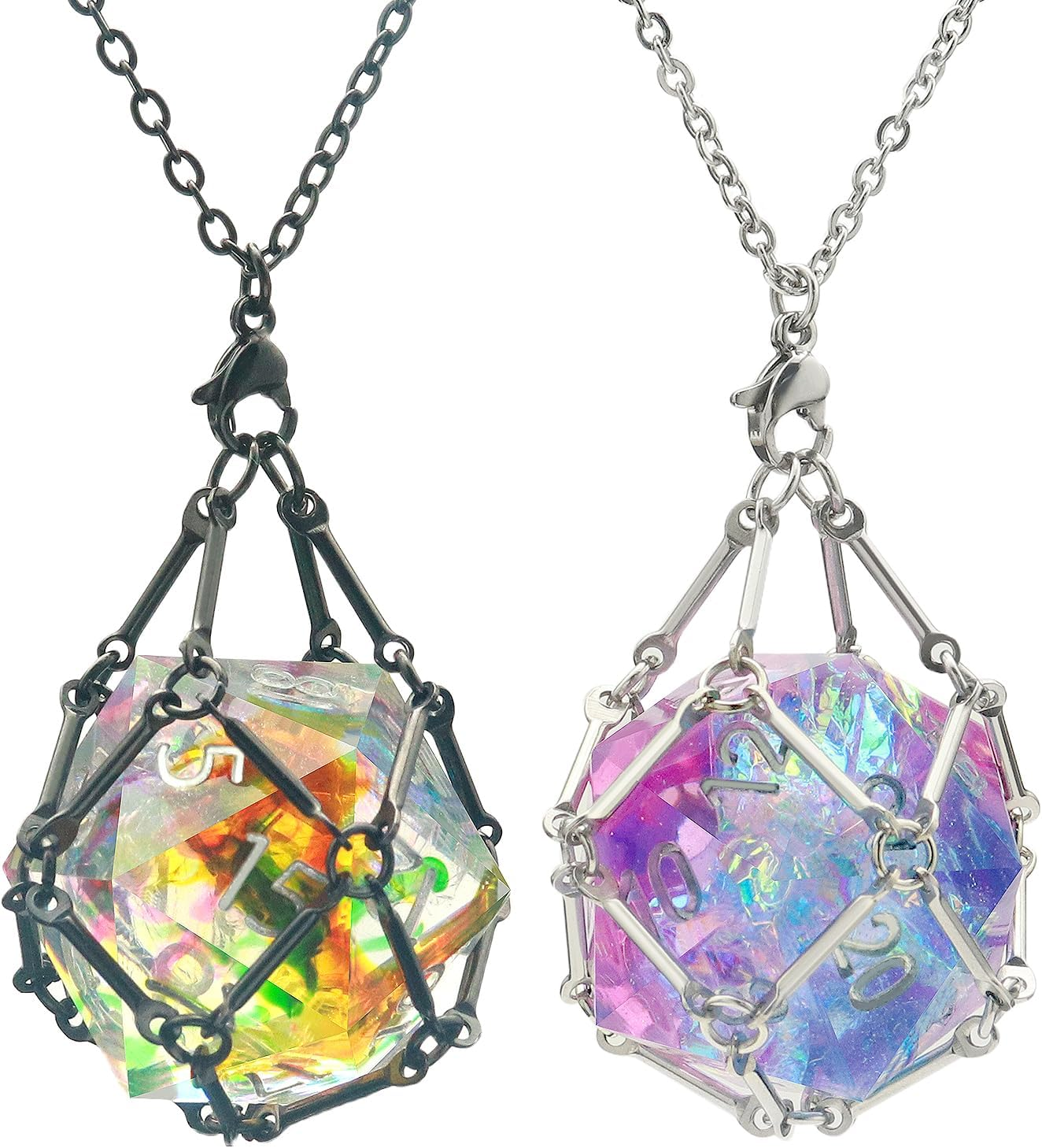 PJOY DND Dice with Necklace Cage Interchangeable D20 for Dungeons and Dragons Gamers - Stainless Steel Gifts image number 4