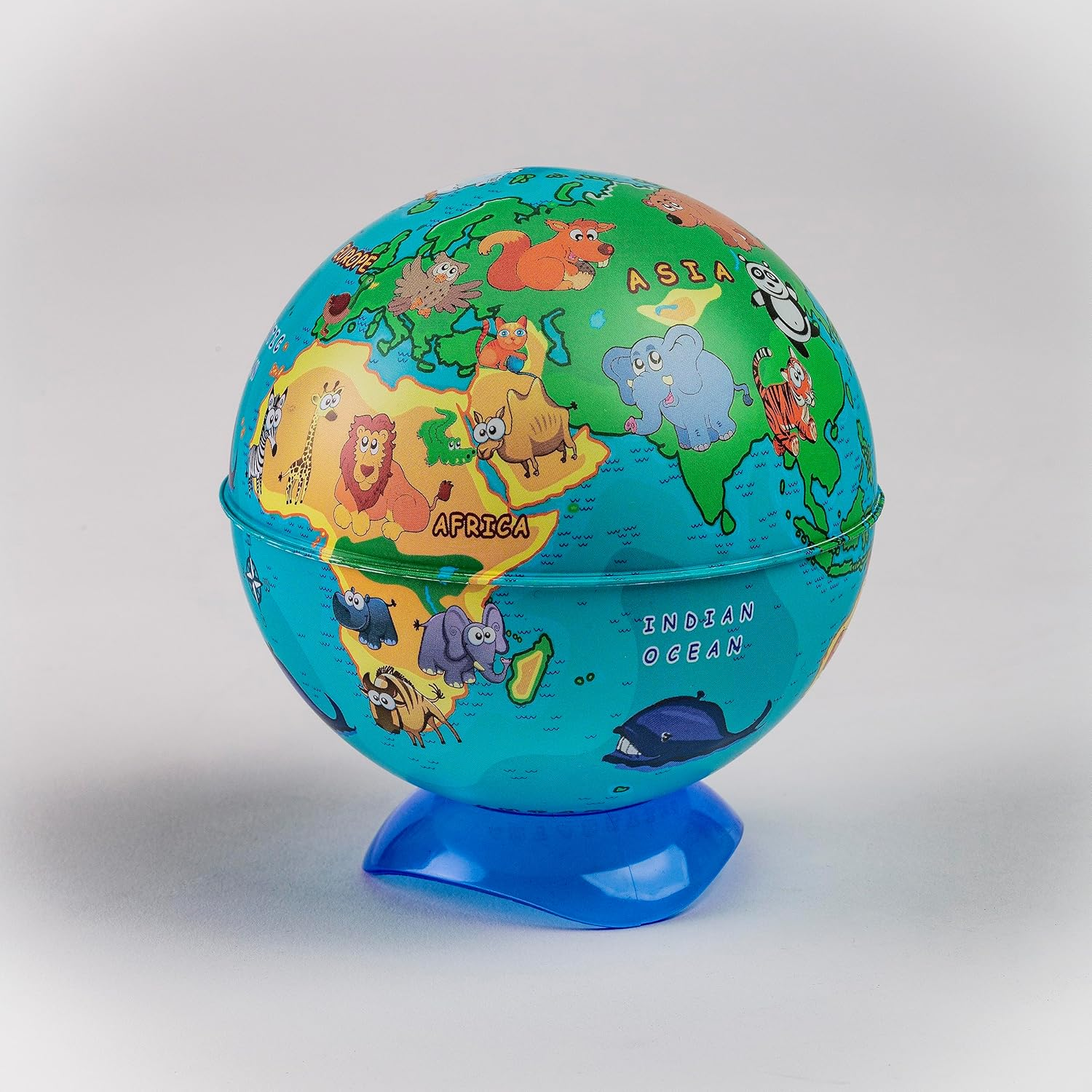 EXERZ 10CM Mini Globe (Wild Animal), with Pencil Sharpener Build in - English Map