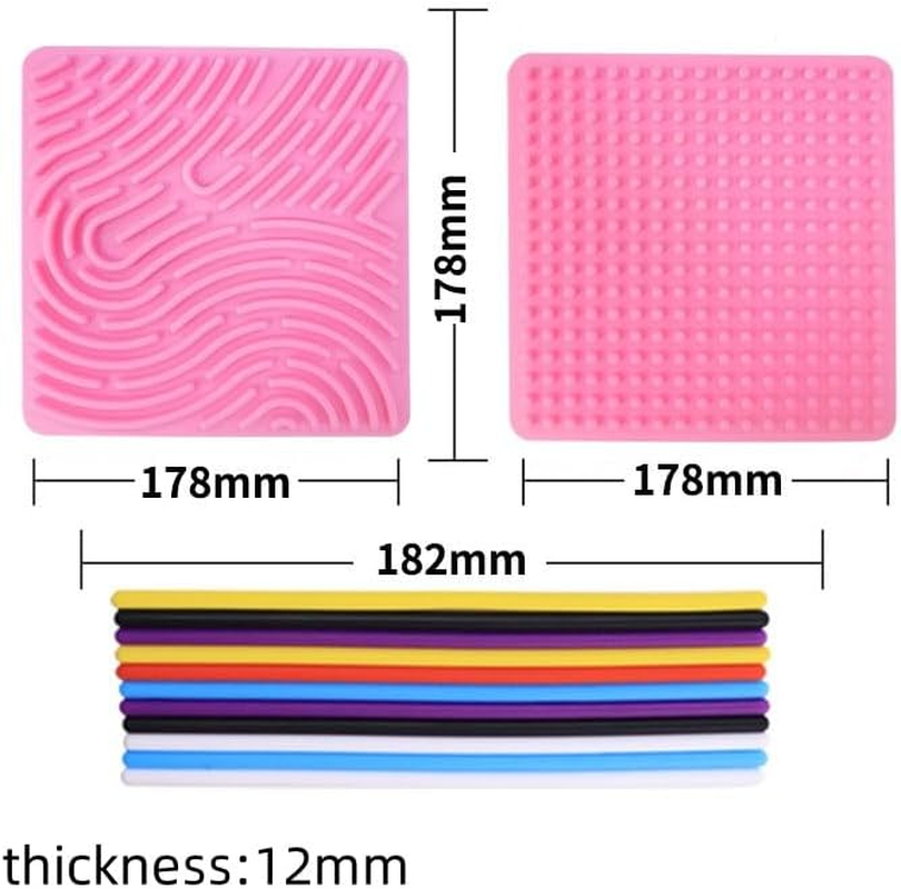 Silicone Sensory Activity Board,Double Side Calm down Fidget Toy, Activities for Travel,Silent No Mess,Anxiety Relief Stress,Portable with Travel Bag and 11 Silicone Stick (Reddish-Brown) - Orange image number 3