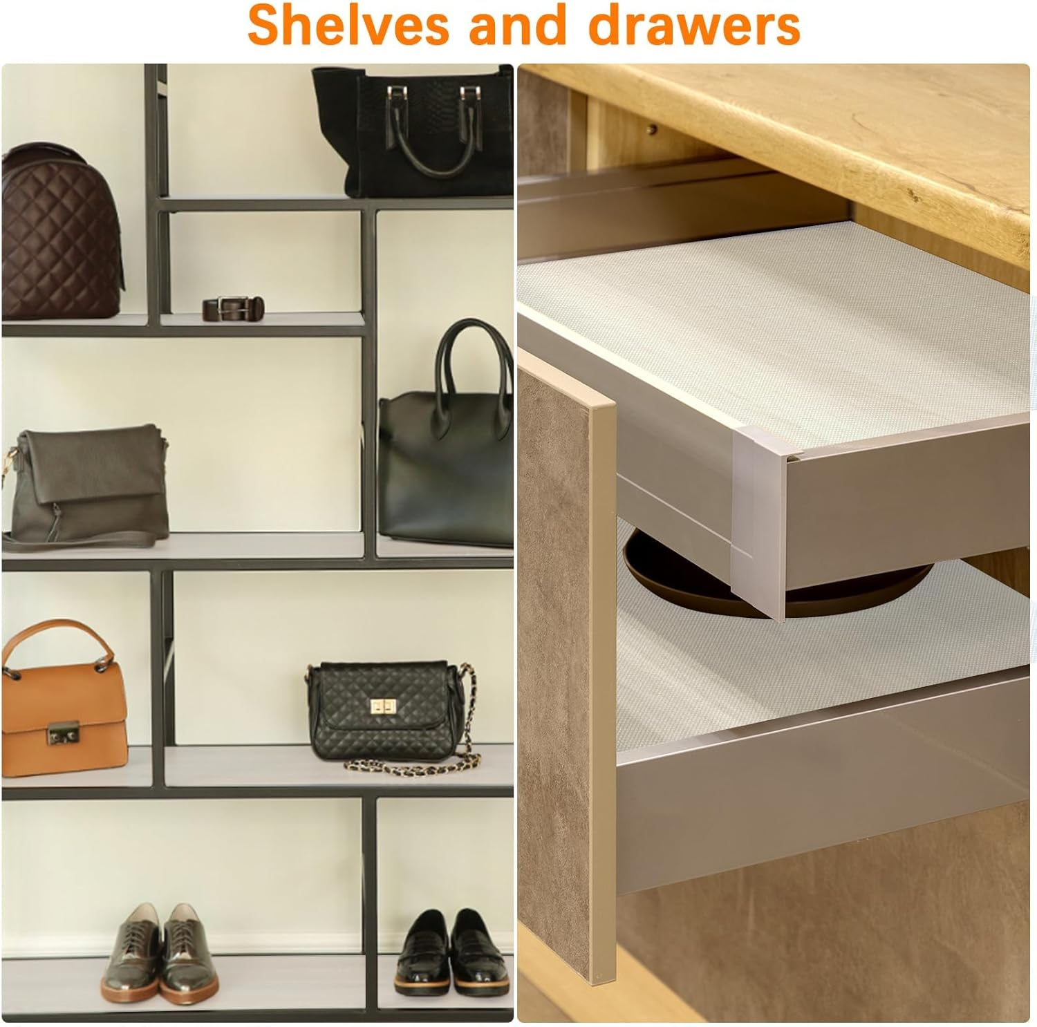 Shelf Liner 44.5Cm X 5M, Yiaxoyia Non-Slip Oil-Proof Cabinet Paper Drawer Liner for Kitchen Cabinet, Refrigerator, Shelves, Storage, Desks, Washable & Non Adhesive (Grey Dots Pattern 2 Roll) image number 4