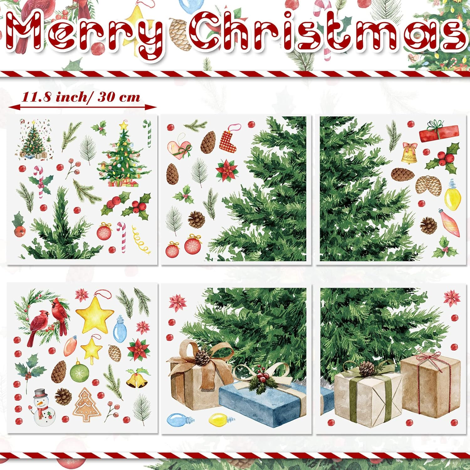 Spiareal Christmas Tree Wall Decals DIY Peel and Stick Stickers for Xmas Home Office Nursery Art image number 6