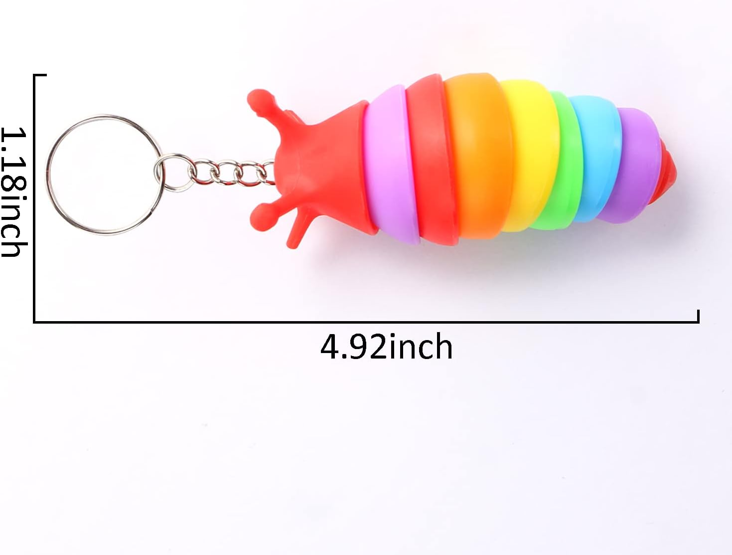MEIEST 6 PCS Mini Fidget Slug Key-Chain Toys,3D Articulated Stretch Caterpillar Sensory Stress Relief Flexible Hand Toy, Ideal Party Favor Colorful Anti-Anxiety Office Desk Pet Toys image number 1