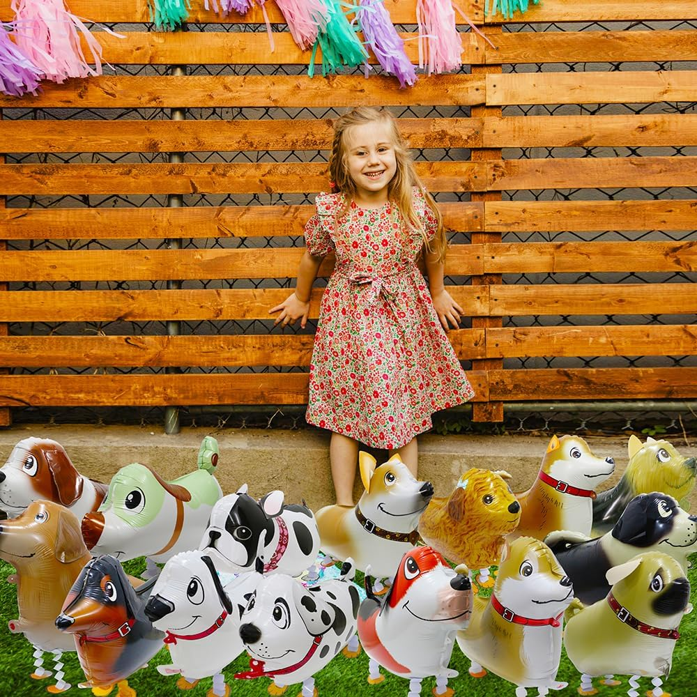 4 Pack Dachshund Dog Balloons, Air Walker Pet Animal Doggy Party Decoration, Brown, Black, 4 Count, 24'' image number 6