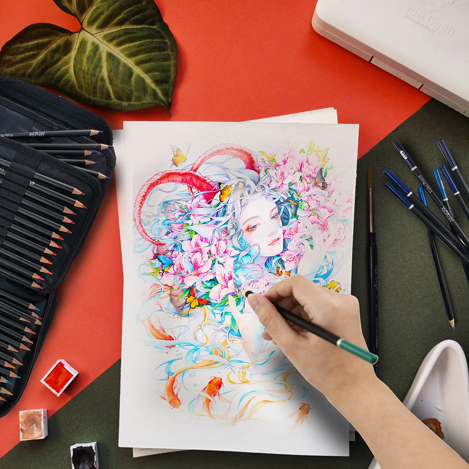 Orionstar Colored Pencils Set of 120 Colors with Zipper Case for Adult Artist Beginner, Vibrant Numbered Pencil with Premium Soft Core for Professional Drawing Art, Sketching, Shading, Coloring Book image number 4