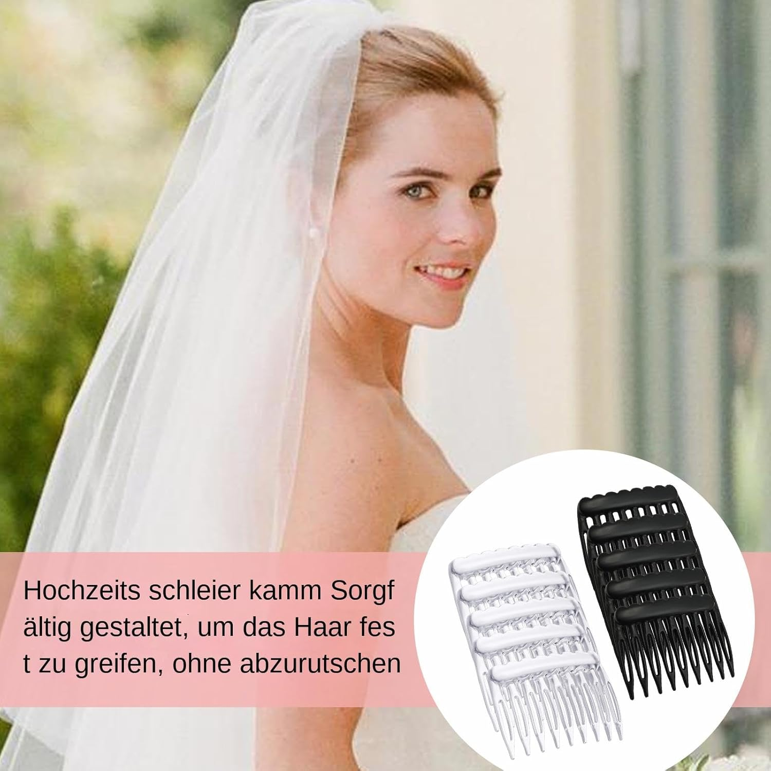 24-Piece Decorative Hair Combs - Classic French Twist Style Accessory, Black and Transparent Side Styling Hair Combs | Veil Combs, French Hair Comb for Daily Hair image number 3