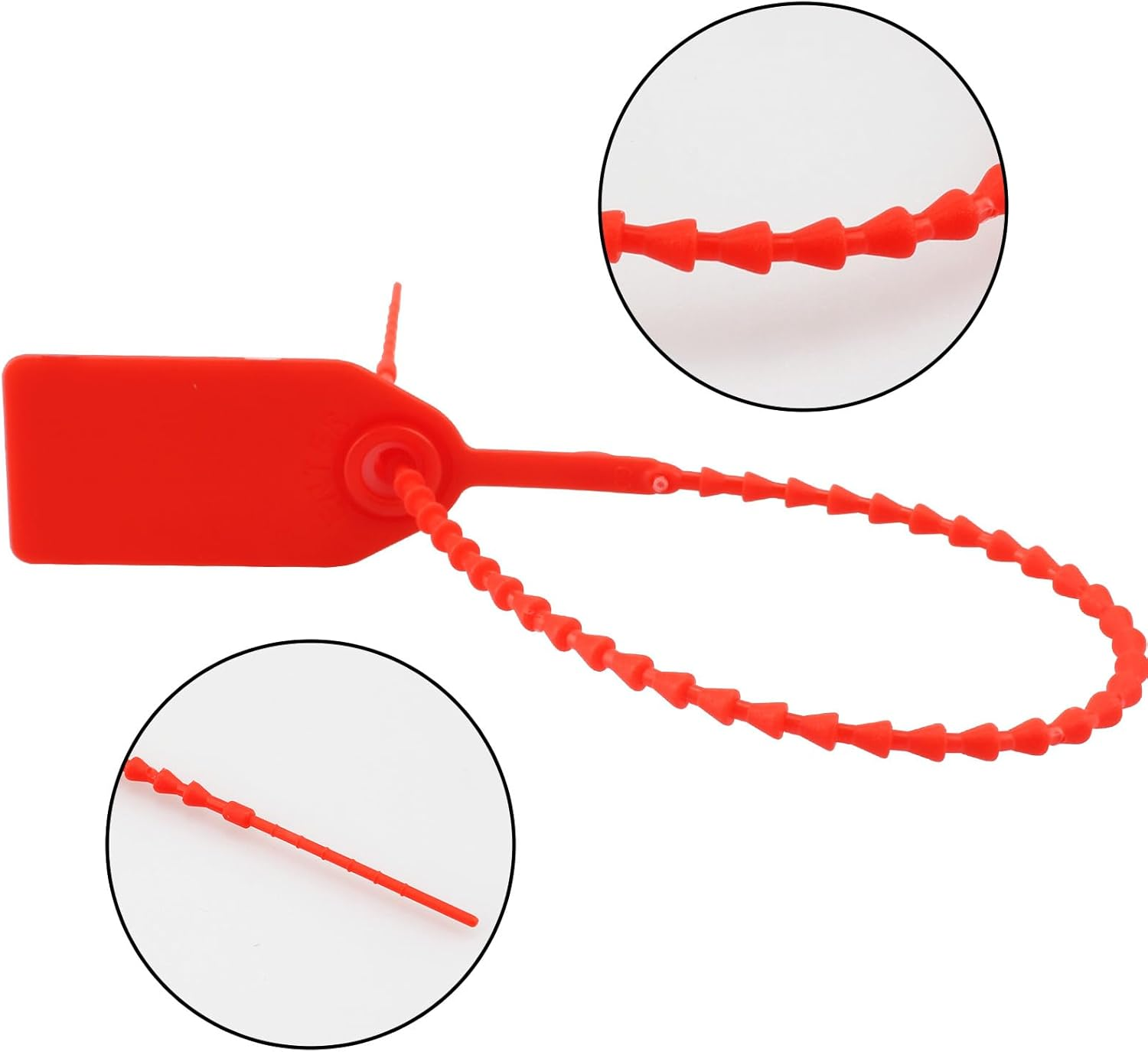 Cozy Core Plastic Tamper Proof Seals, 250Mm Disposable Self-Locking Zip Ties for Fire Extinguishers, Pull Tite Security Tags (Red) (100 Pack) image number 2