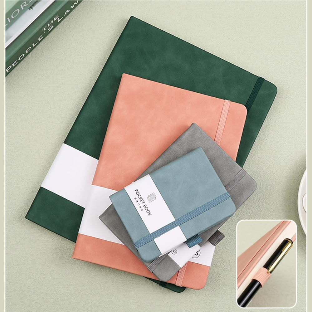 2 Pack Notebook-A6/A5 Lined Journal Notebook,100 Pages 80 GSM Journal Notebook Hardback Notepad with Bookmark, Pen Loop,Premium Leather Hardcover Notebook for Writing Study Office Travel Recording (Blue) image number 4