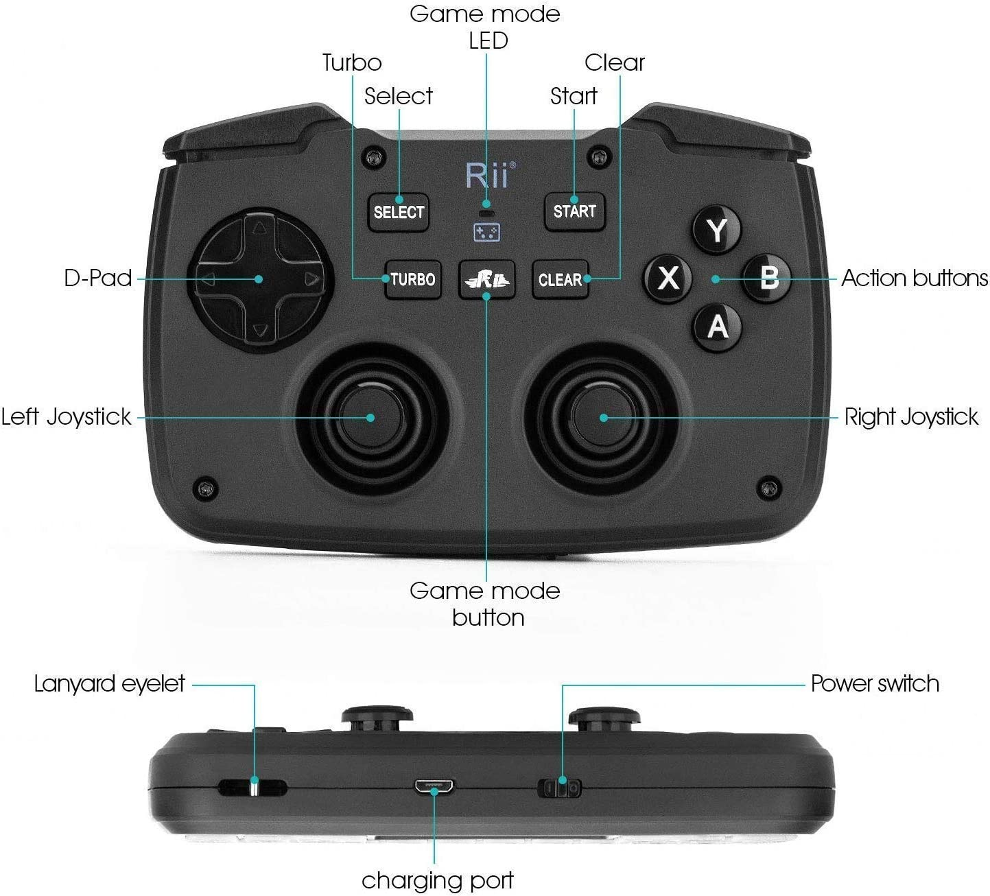 Rii Wireless Portable Game Controller 62-Key Rechargeable Keyboard Mouse image number 6