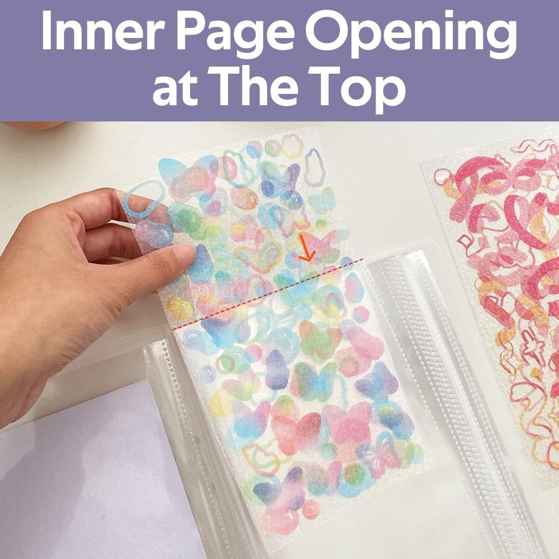 2PCS Large Sticker Storage Book, Betterjonny Clear Sticker Storage Album Sticker Organization Collecting Book for Planner Scrapbook Stickers Organizer Binder 100 Page, 4.8 X 9.7 Inch image number 2