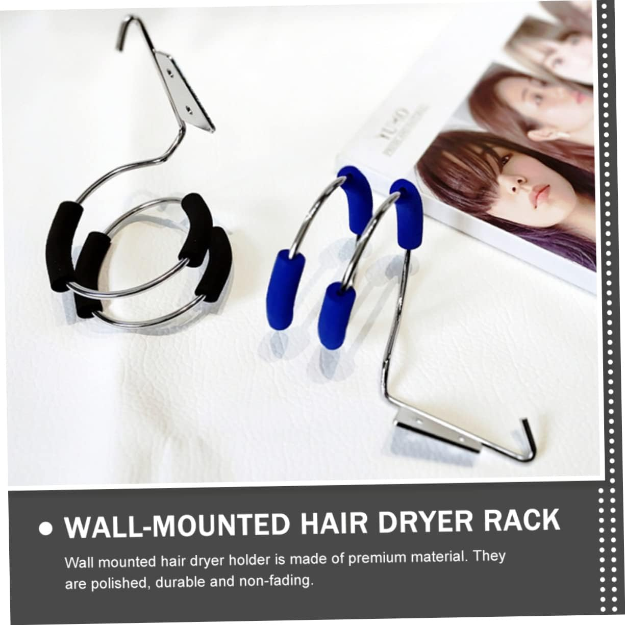 Hair Dryer Holder Rack Wall-Mounted Hair Dryer Stand Stylish Storage for 2Pcs Set