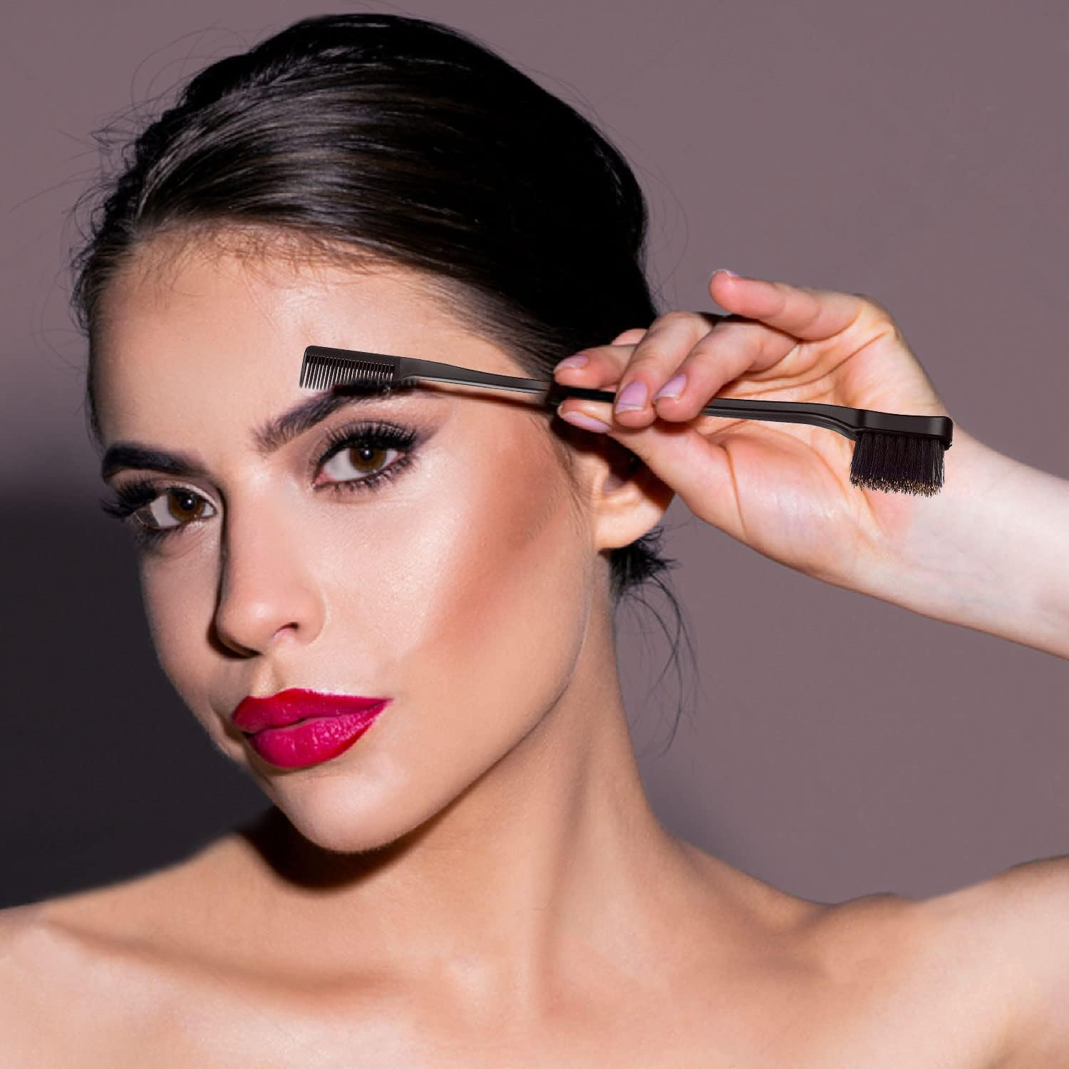 5 Pcs Detangling Brush Set Cushion Nylon Bristle Shampoo Brush Dual Edge Teasing Comb (Black-1) image number 3