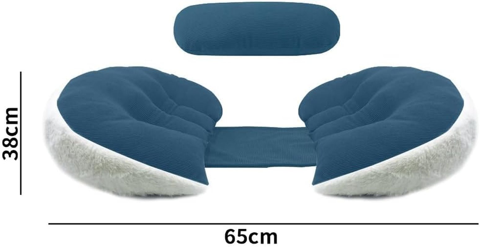 Pregnancy Pillow, Pregnancy Cushion for Sleep, Faux Fur Luxury Maternity Pillow Support for Pregnant Women, Pregnancy Must Haves, Side Sleeper Pillows, Blue image number 2