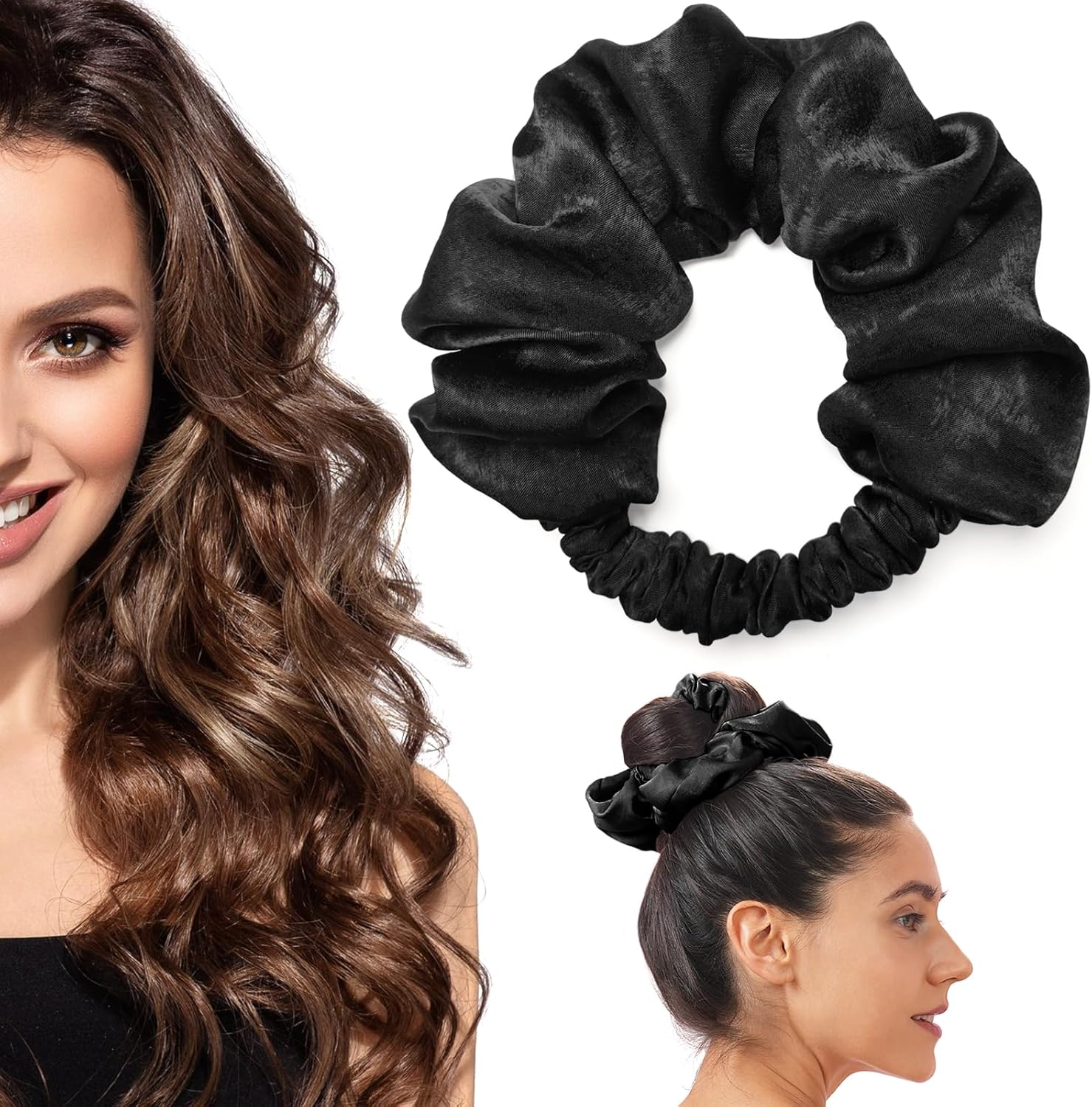 Heatless Curling Scrunchie, Heatless Hair Curler to Sleep In, No Heat Curls for Long Hair, Soft Sleep Hair Roller (Beige)
