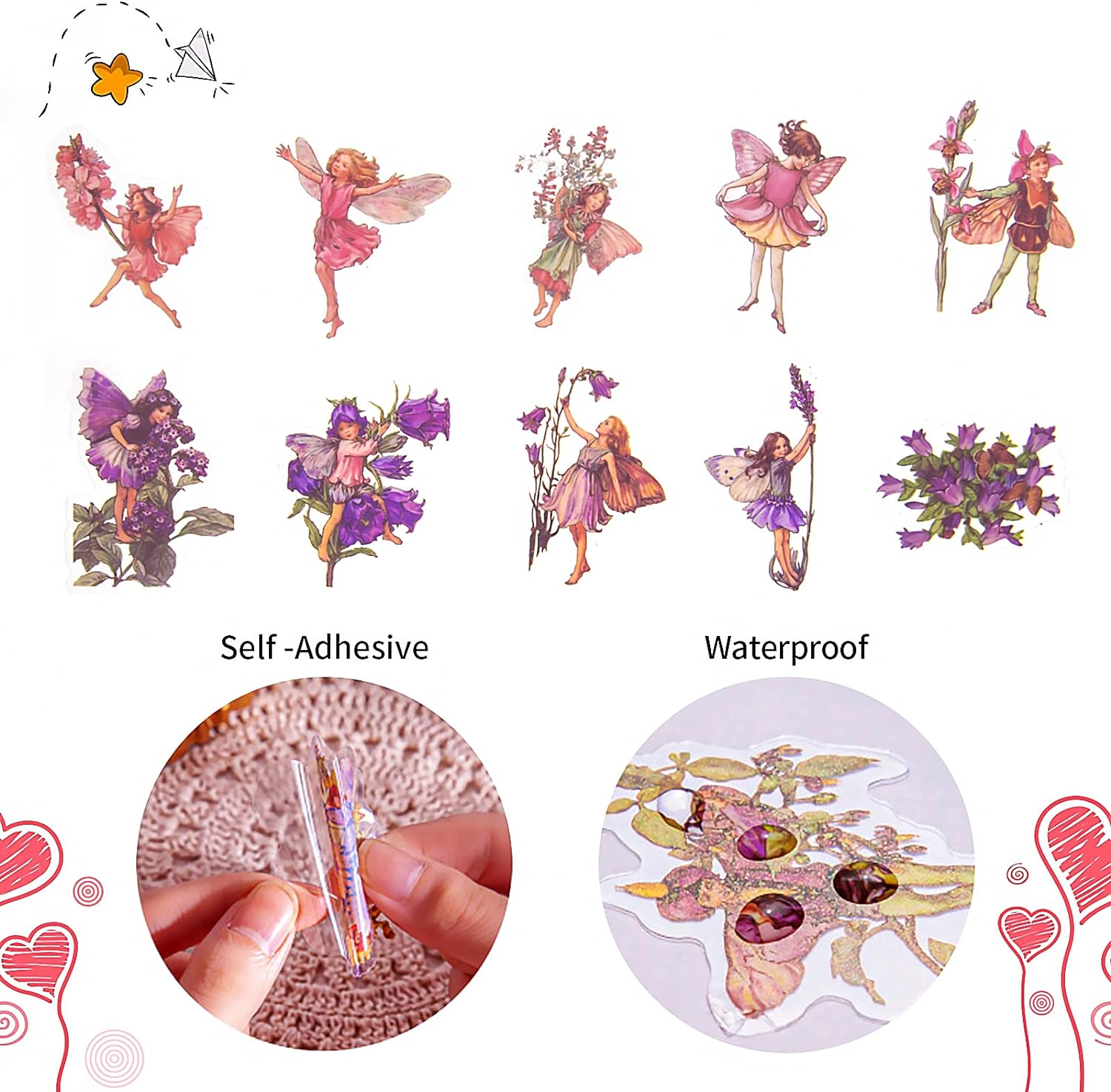90 Pieces Fairy Stickers for Scrapbook, Transparent Flower Fairy Patch for Scrapbooking Hand Ledger Phone Case Laptop Diary DIY Crafts
