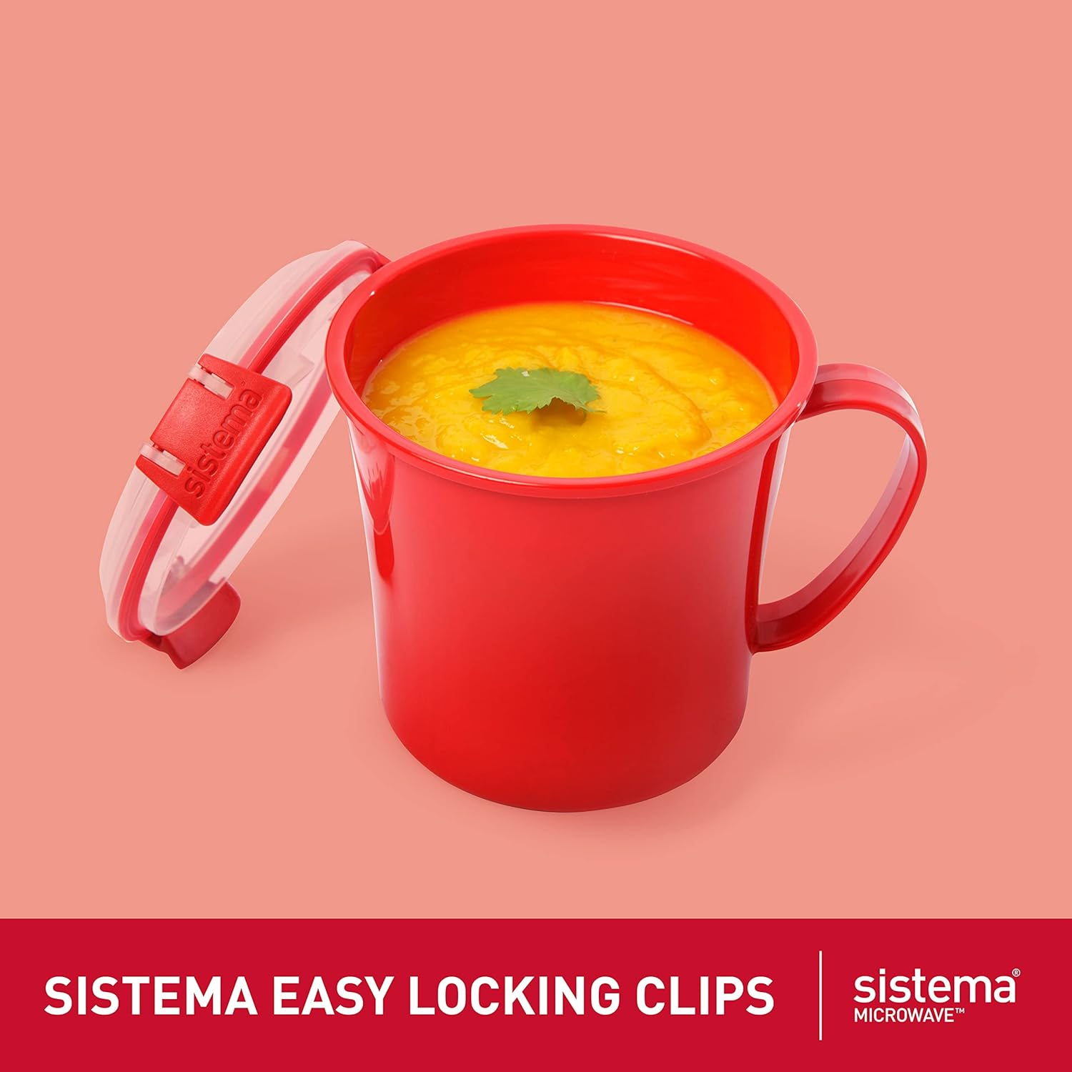 Sistema Microwave Collection Soup Mug 22.1 Oz, Red